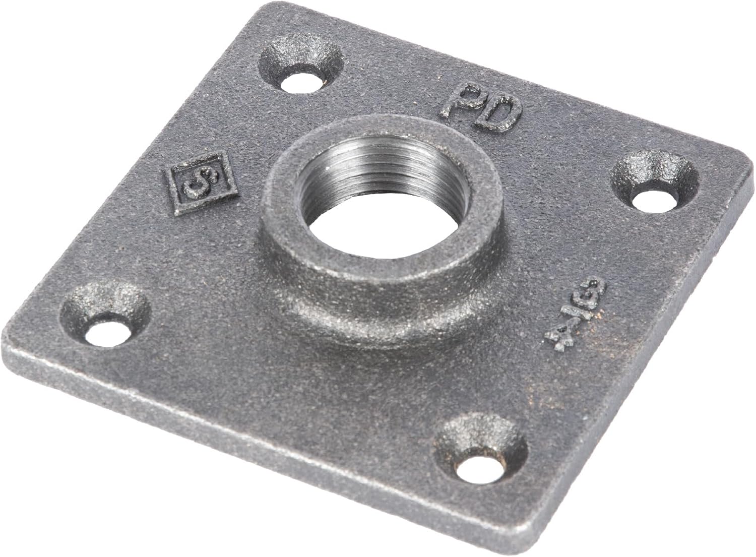 PIPE DECOR Square Floor Flange Fitting, 3/4 Inch, Black Malleable Iron, Set of 8 – Industrial Pipe Fittings for DIY Furniture, Shelving and Standard 3/4 Inch Plumbing Pipe
