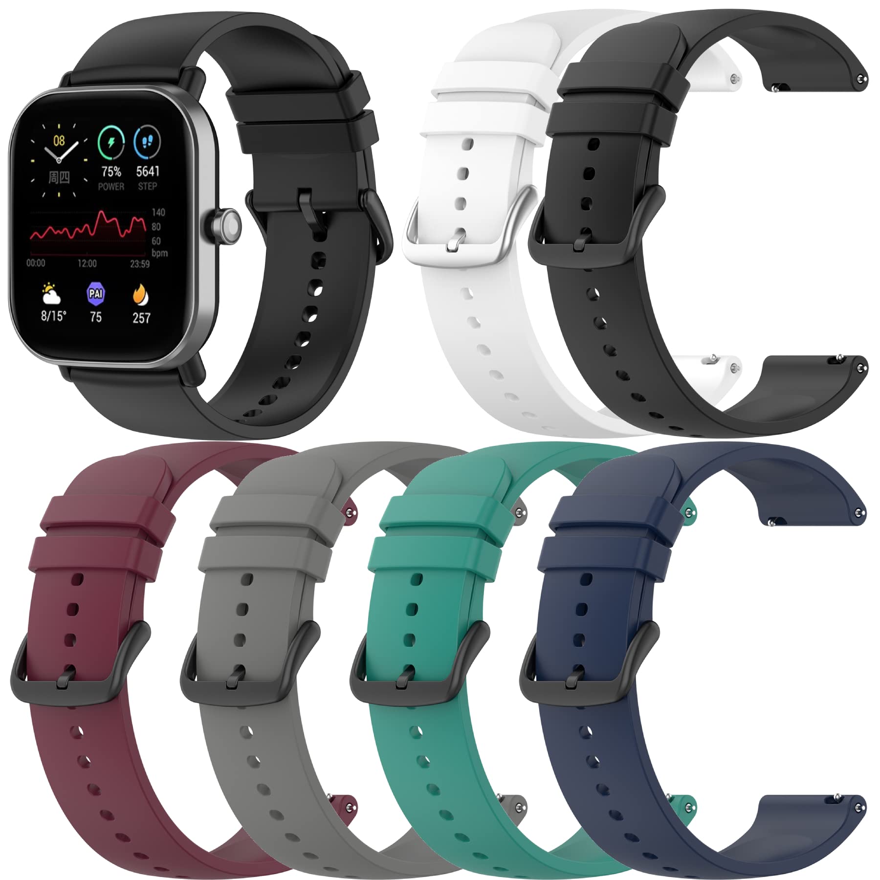 E ECSEMWatch Bands Compatible with Dirrelo GT01,Silicone Wristband Bracelet Adjustable Quick Release Replacement Band Breathable Waterproof Sport Straps for Dirrelo GT01 Smartwatch Accessories