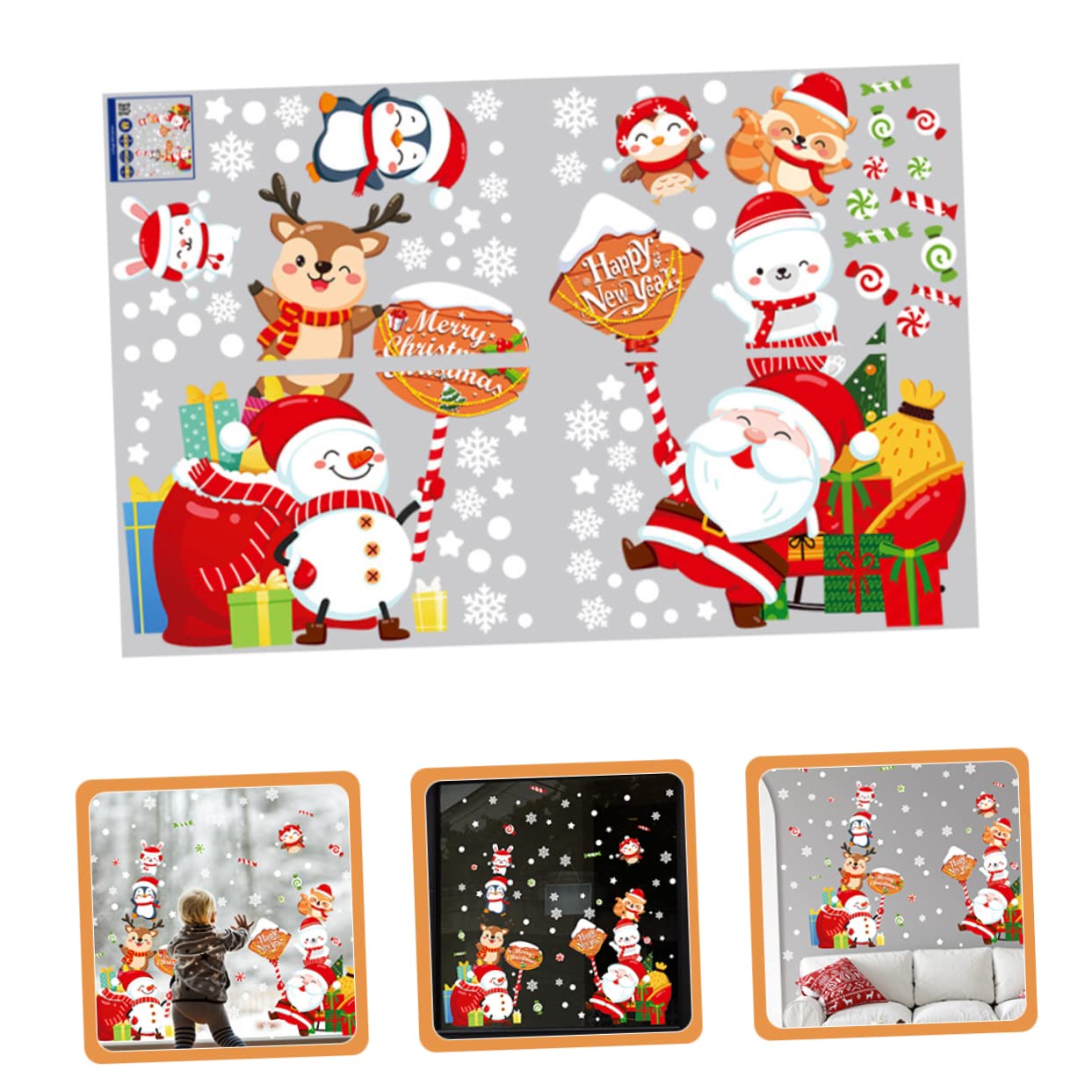 TOPBATHY 5 Ensembles Autocollants De Noël Décalcomanies De Décoration De Noël Décorations De Fenêtre De Flocon De Neige Fête De Art Mural Stickers Muraux Joyeux Stickers Pvc