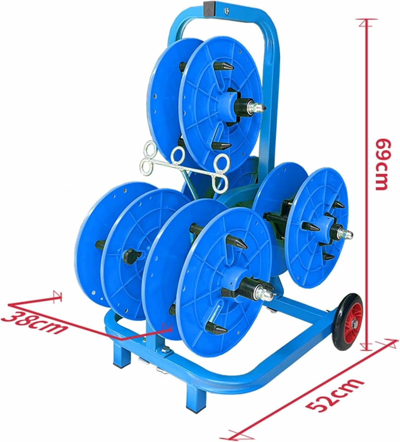 Portable Wire Spool Rack with Wheels - 4/6/8 Reel Cable Caddy Holder/Dispenser, Professional Electrician Cable Spool Reel Wire Spinner- for Wire Pullers and Duct Reels