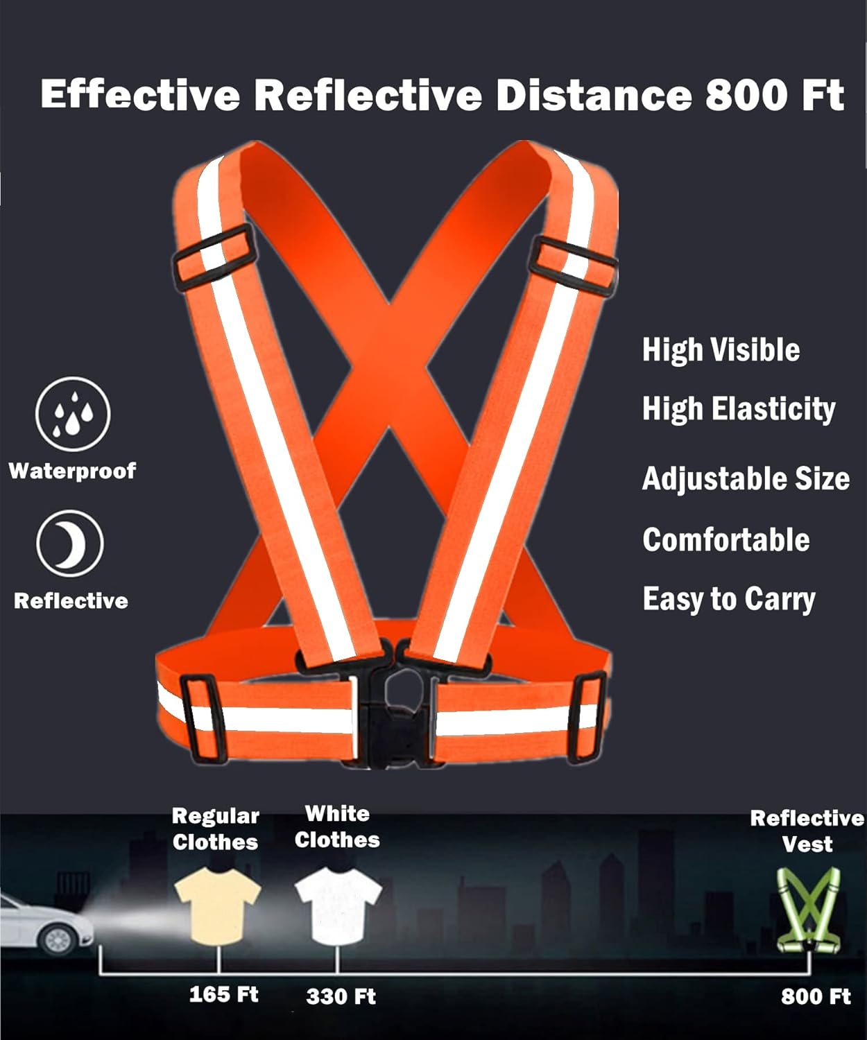 Reflective Running Vest 2-10 Pack, High Visibility Reflective Gear Night Cycling Safety Vest Strap for Men Women Kids - Image 2