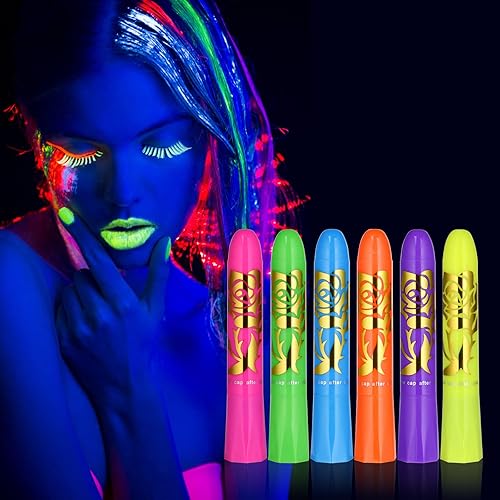 AOMIG Crayones giratorios, 6 colores seguros, no tóxicos, lavables, lápices de pintura facial para niños, crayones de baño fluorescentes, lápices de