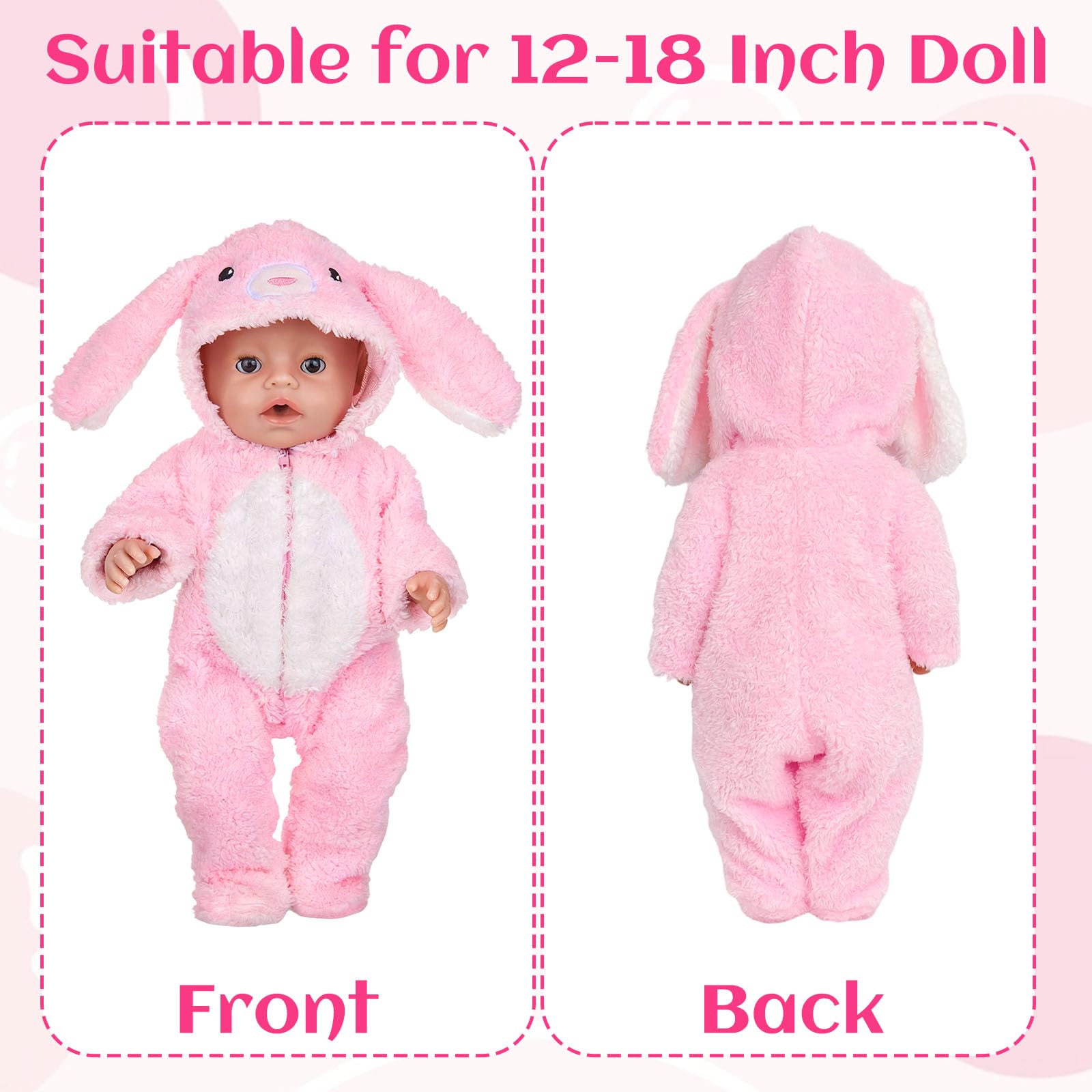 Baby Doll Clothes for 14-17 Inch Doll, Baby Dolls Accessories for 35-43cm Dolls, Cute Jumpsuit, Socks, Cute Pendants, Hanger - Image 2