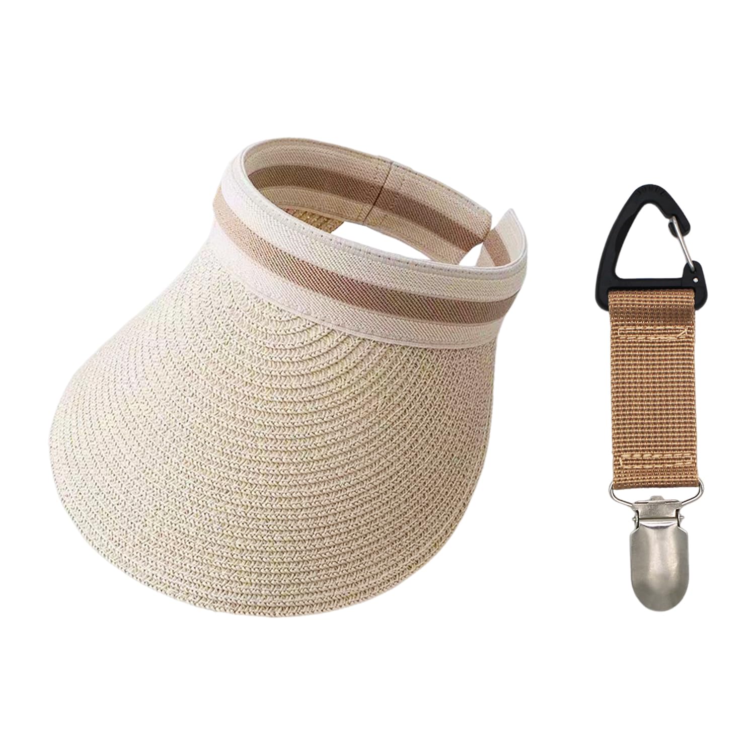 TVSVKWE 1 Straw Woven Hat And 1 Hat Clip, Wide Brim Sun Hat, Simple Beach Hat, Outdoor Sun Protection Supplies.