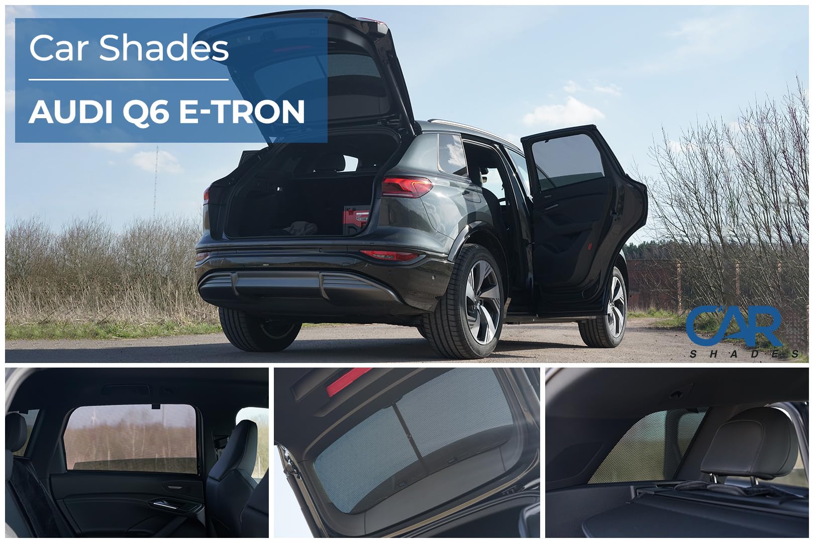 Set de Car Shades Compatible avec Audi Q6 E-Tron (GFB) 2024- (6-pièces) Pare-Soleil sur Mesure pour Voiture