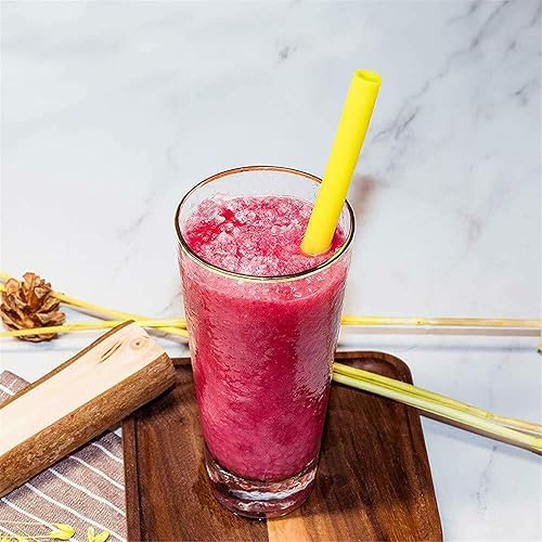 Miniatura 7 de Pajitas de silicona reutilizables – Juego de 5 – Sin BPA – Cepillo de limpieza gratis incluido – Pajitas de grasa extra anchas de 10 pulgadas de