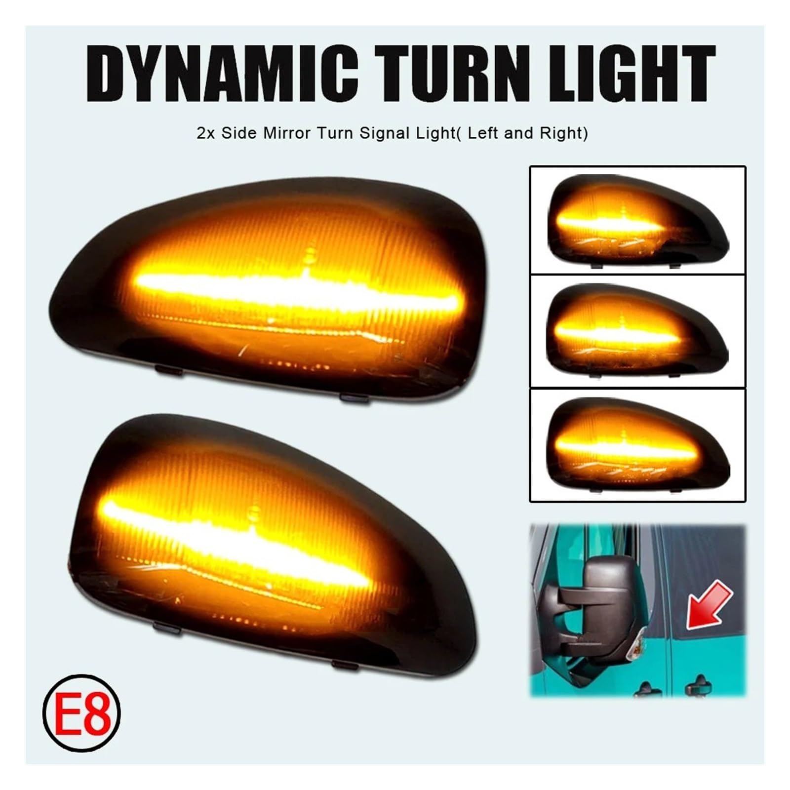 Giro Indicadoras para Vauxhall/para Opel para Movano 2010-2021 En Adelante Lente Luz Intermitente del Espejo Retrovisor del Automóvil luz Intermitentes