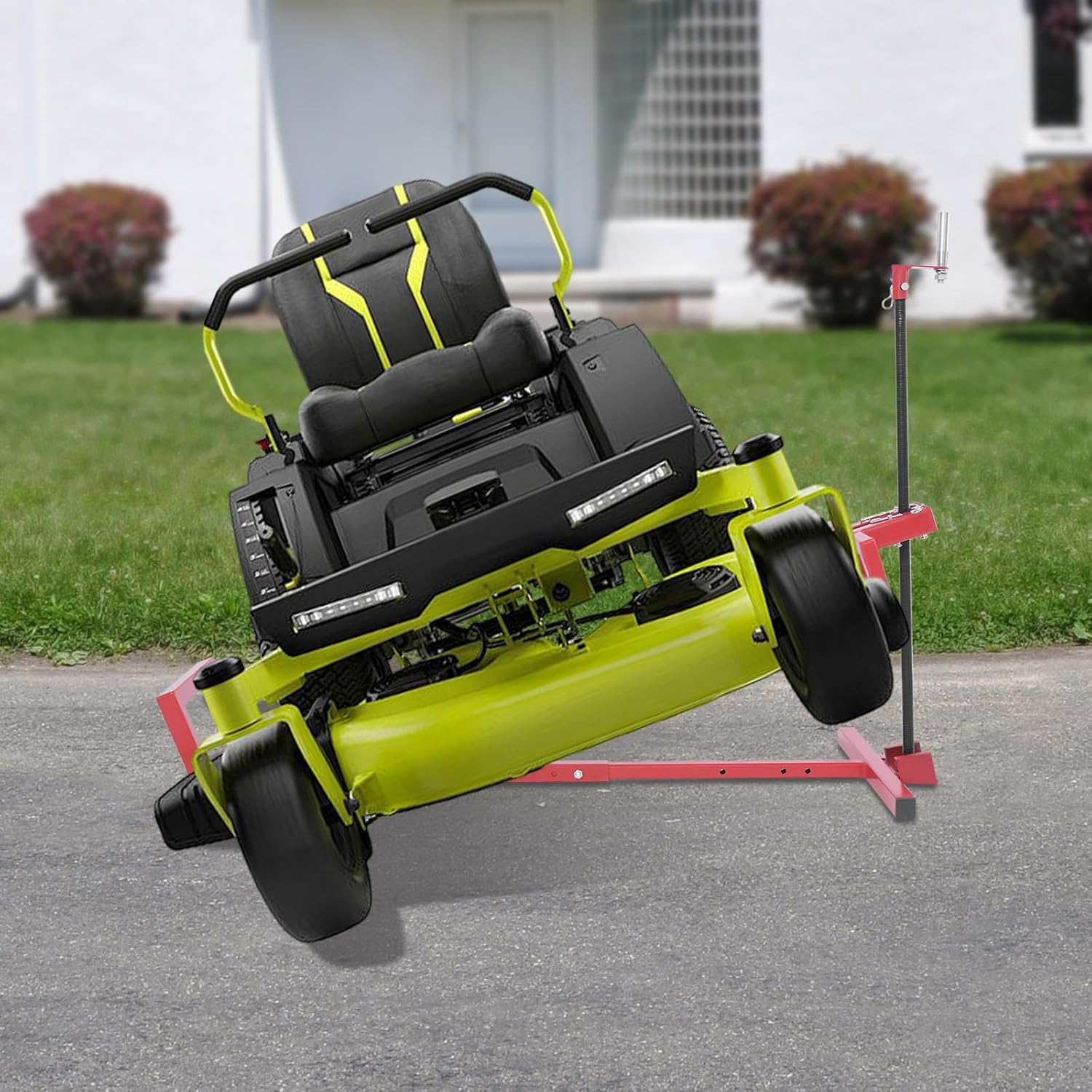 Lawn Mower Lift Jack,Telescopic Maintenance Jack for Riding Lawn Mower, Zero Turn Lawn Mowers,Tractor Maintenance and Repair,880Lbs Lifting Capacity,with Manual Handle and Power Tool Extension Handle