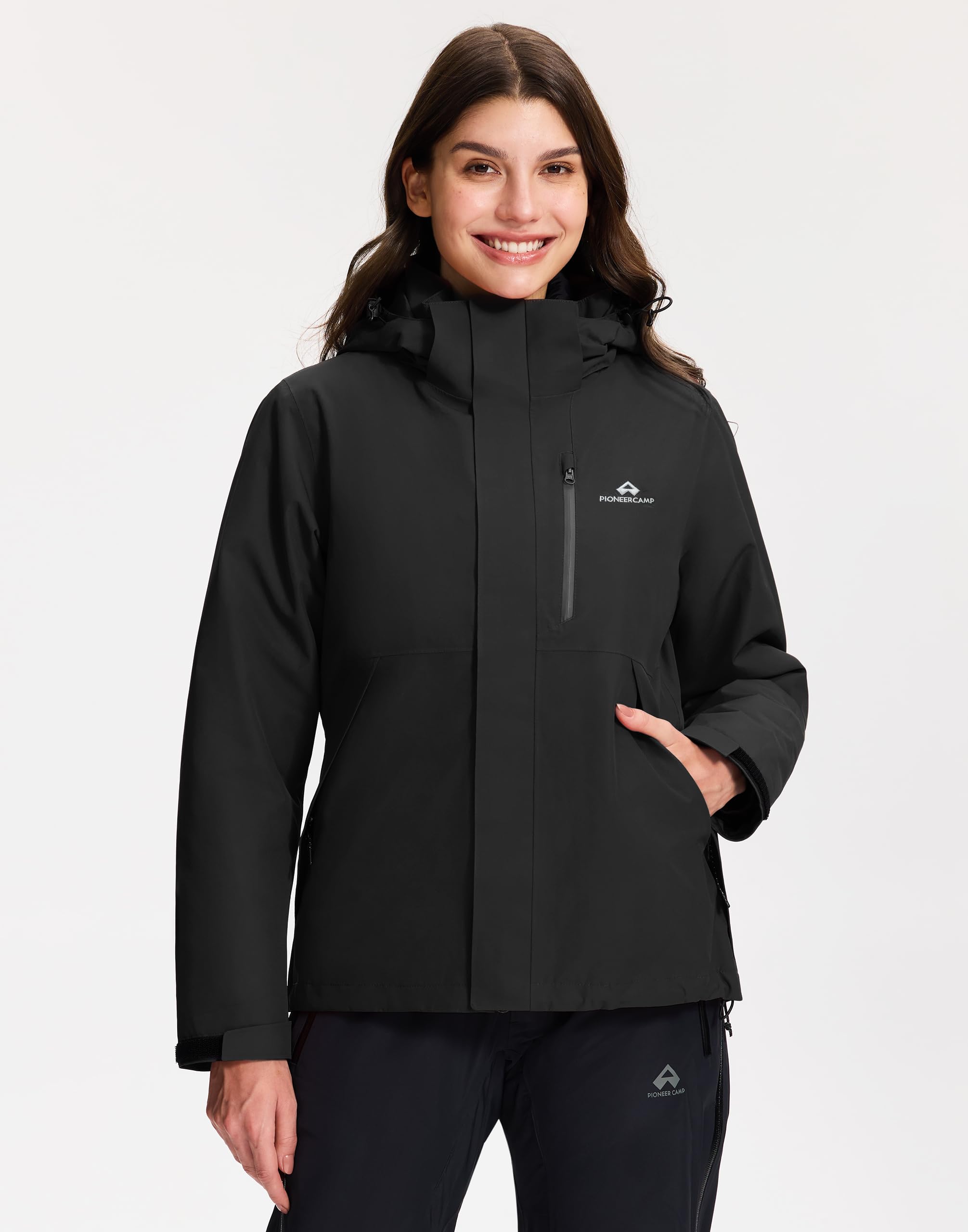 Pioneer Camp Veste d'hiver femme 3 en 1 ski snowboard résistante pluie respirante évacuant humidité doublée coton