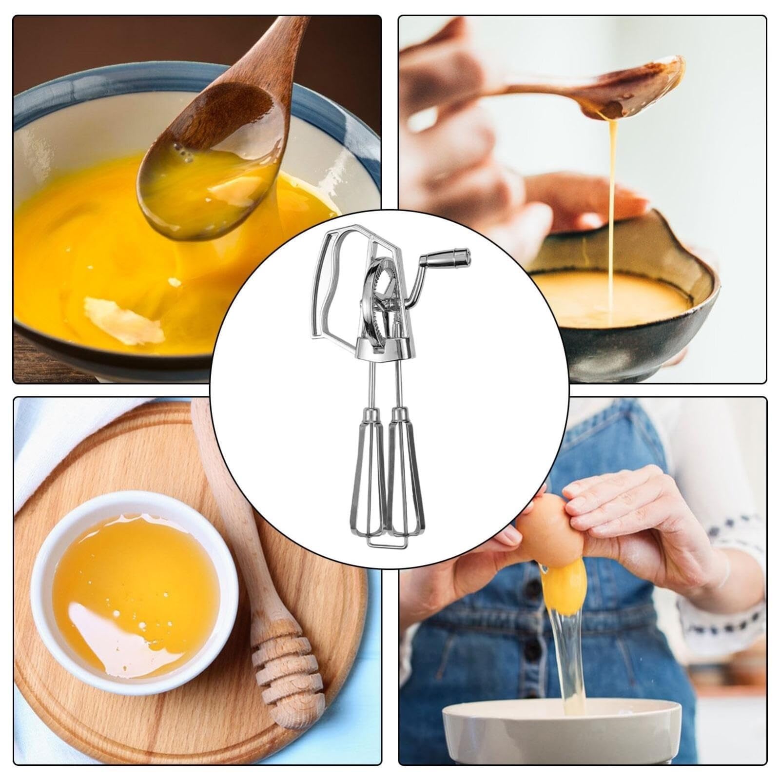 Varillas de Batir para Cocinar Batidor De Huevos Manual De Estilo Retro, Mezclador De Huevos Portátil, Apto For Lavavajillas, Herramientas For Hornear For El Hogar Y El Restaurante Huevos, Espumar, Ba