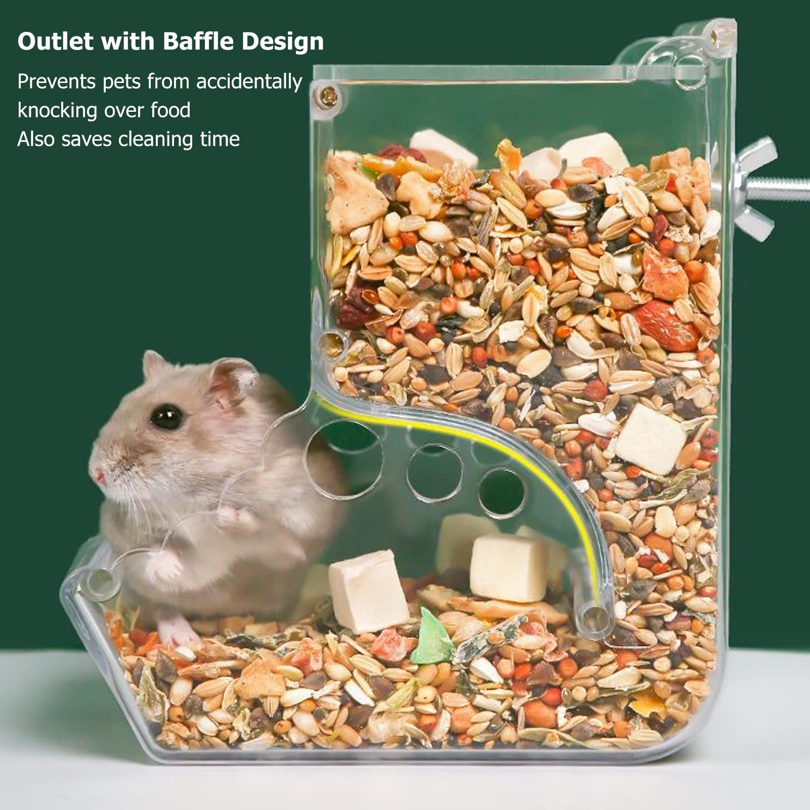 HEEPDD Hamster-Futterspender, Hamster-Futterspender, Transparent, Giftig, Verhindert Umkippen, Automatisch für Sugar Glider