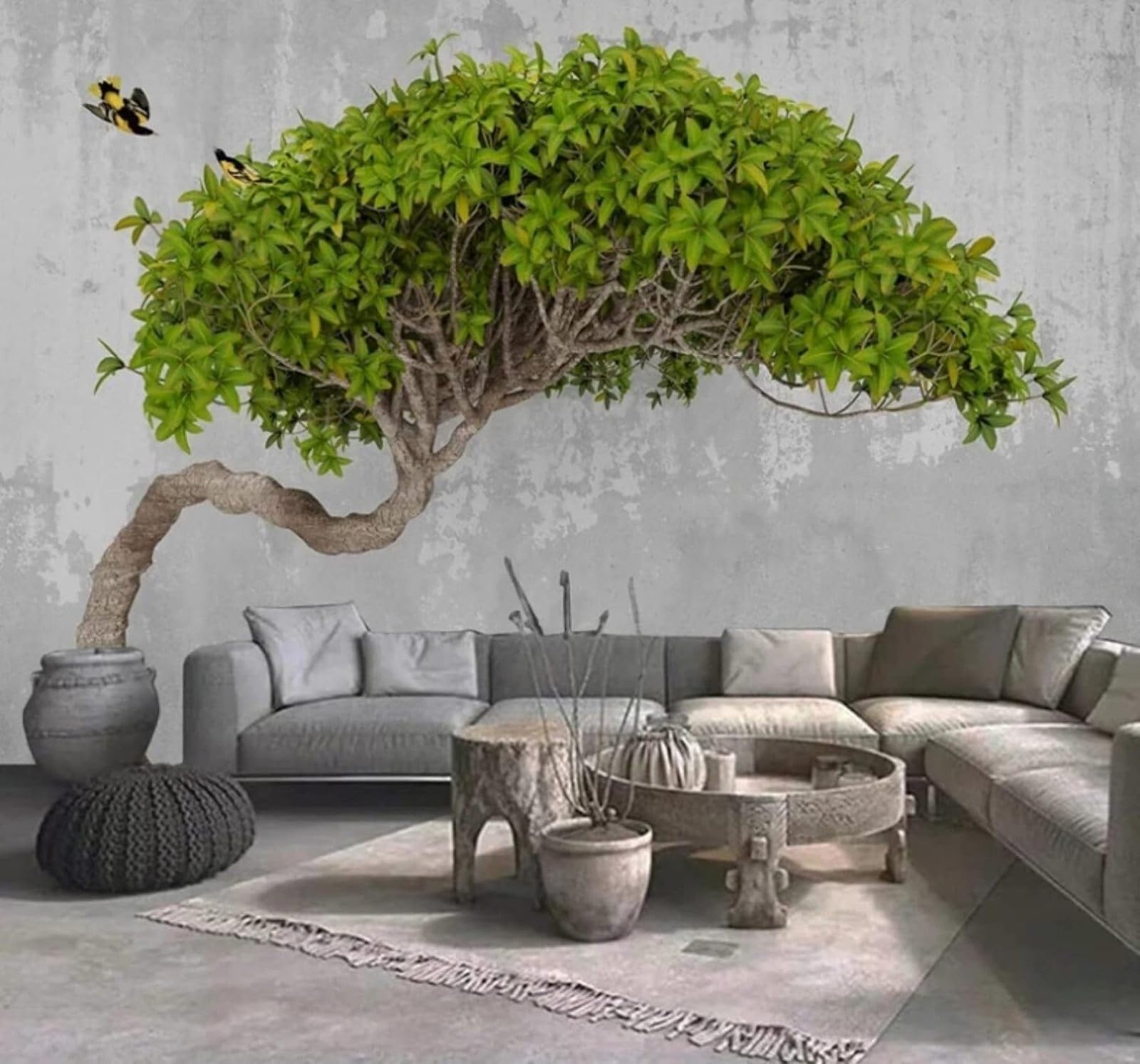 XLMING Three Dimensional Fresh Green Trees Birds 3D Wallpaper Luxury Home Dining Decor Paste Sofa Living Room The Wall for Bedroom Mural-250cm×170cm