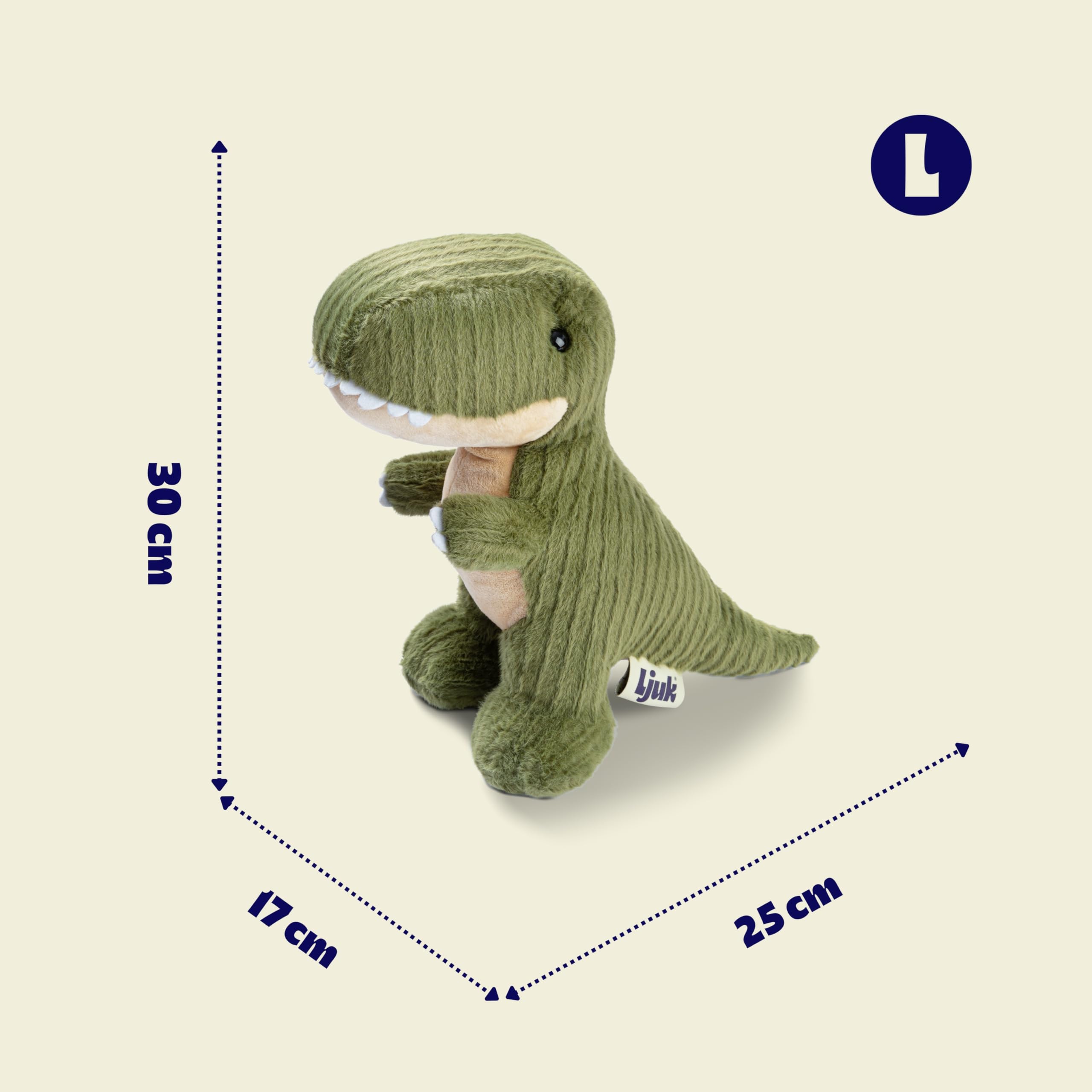 Ljuk® Cuddlesaurus™ Super Soft Dinosaur T-Rex Cuddly Toy, 30 cm, Green, Gift for Boys and Girls Plush Toy for Kids Dinosaur - Image 3