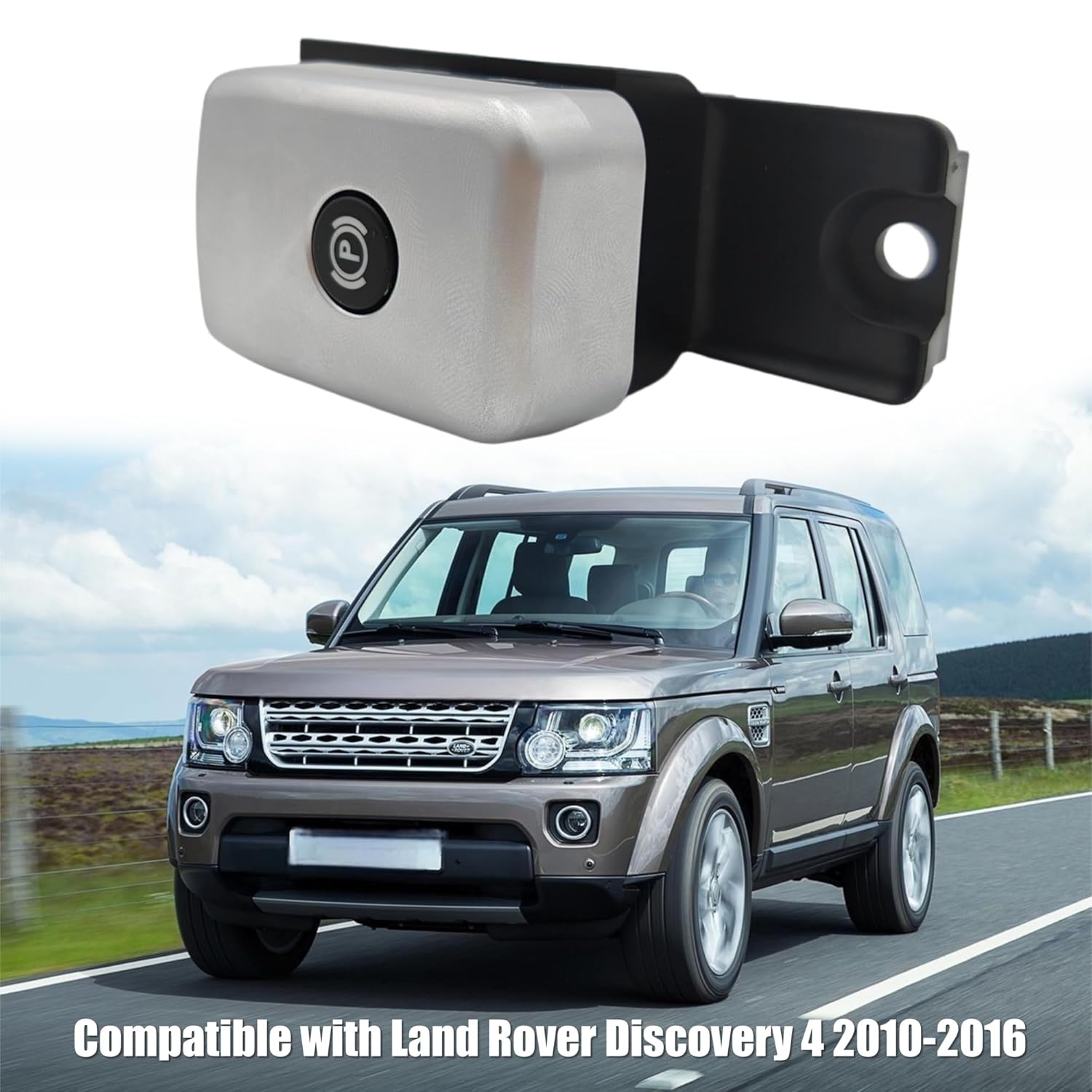 LR071958 Front Electronic Parking Control Switch Black+Silver ABS Parking Handbrake Switch for Land Rover Discovery 4 2010-2016