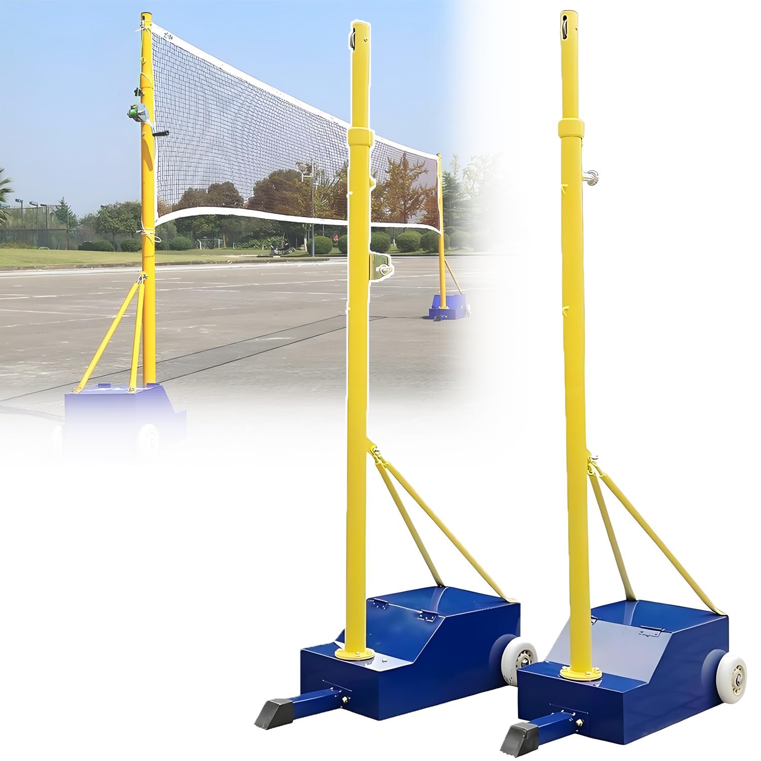 QuinteZhenTially Volleyball Poles Indoor Outdoor,Portable Badminton & Volleyball Net Stand,Outdoor Sports Training Equipment,Easy Setup with Wheels,Heavy Duty Volleyballs Poles