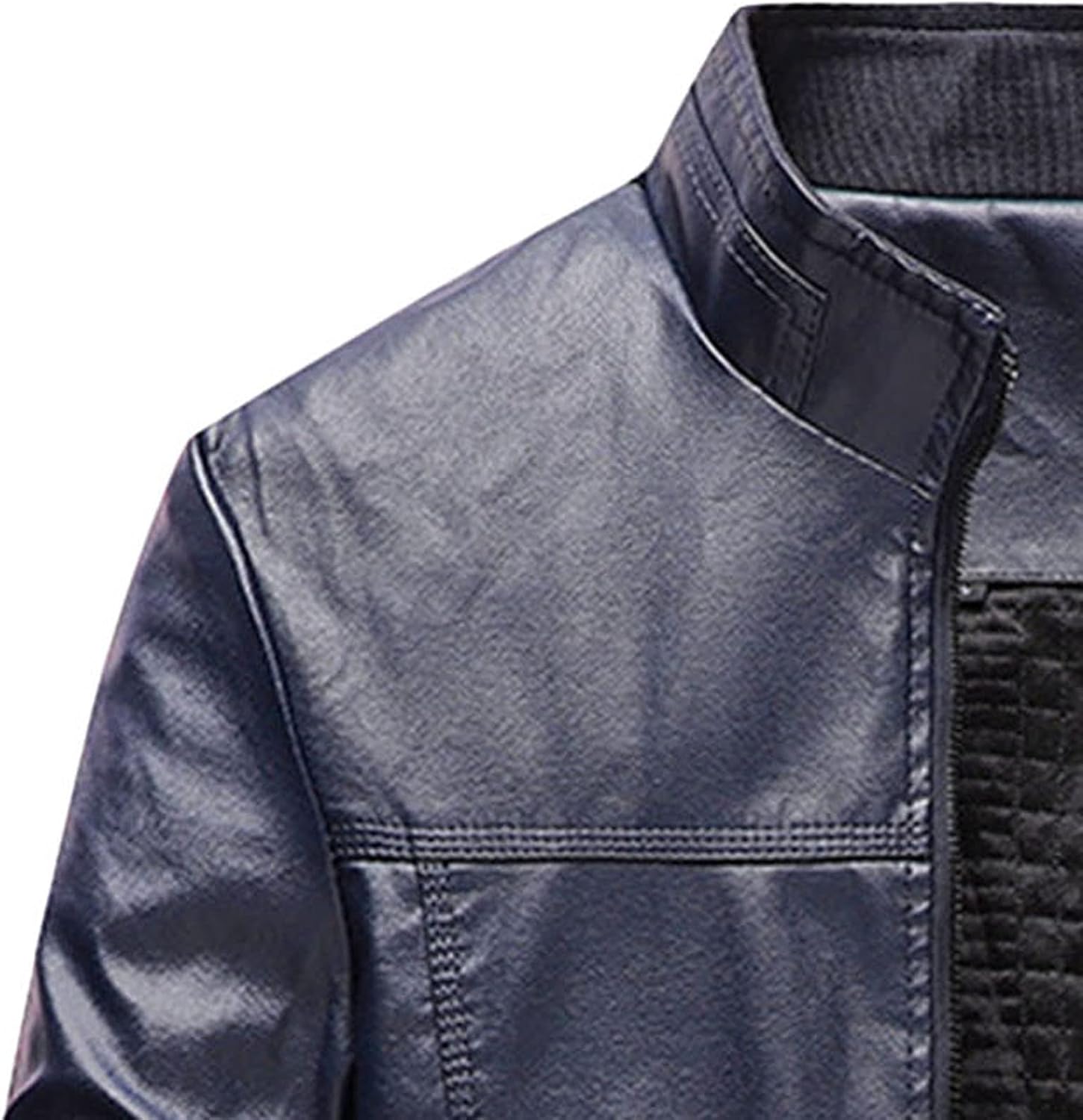 DGHM-JLMY Men's Standing Collar Motorcycle Pu Leather Coat Vintage Faux Leather Jacket Bomber Leather Jacket Outwear