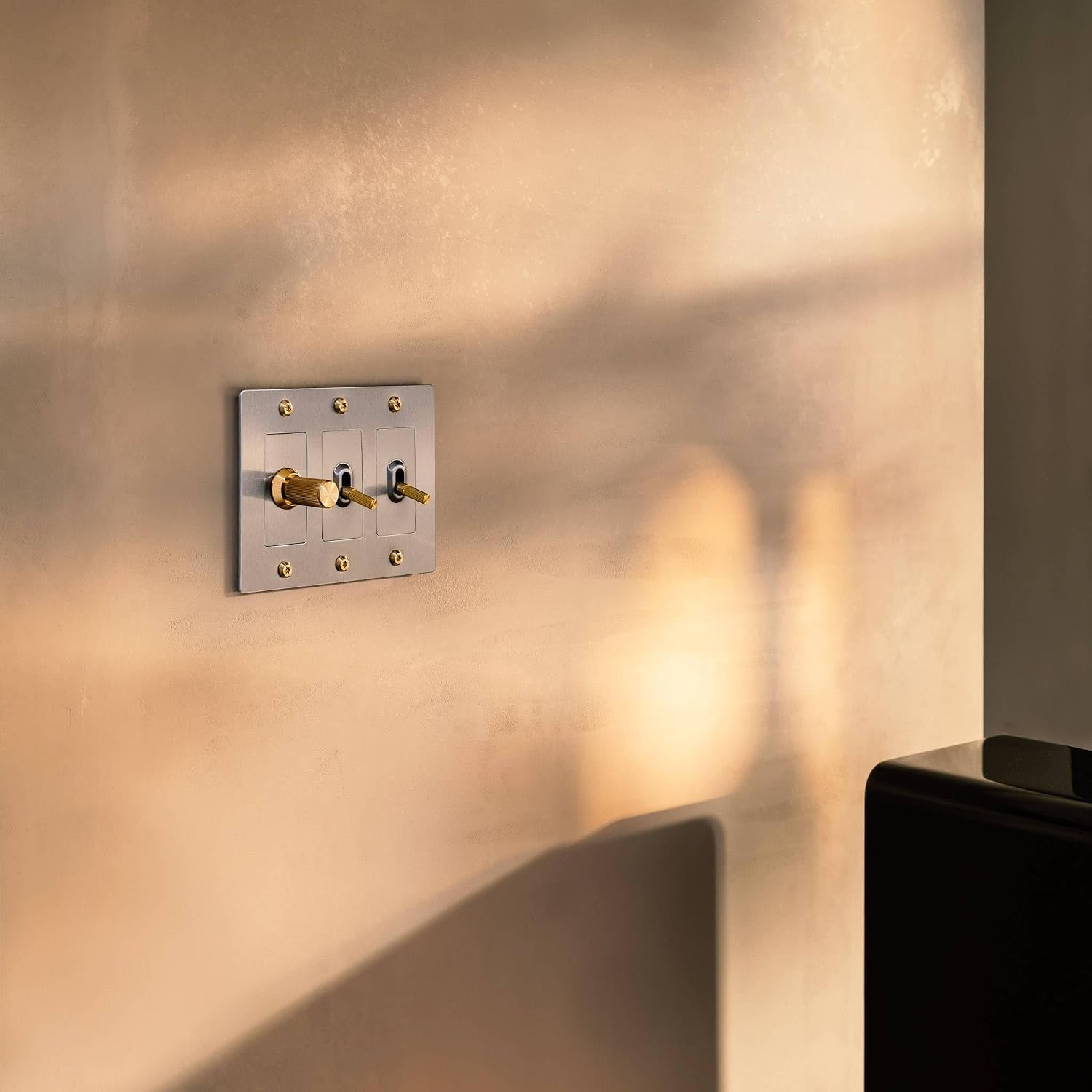 Buster and Punch Detail Kit Toggle Linear Knurl in Brass - Solid Metal Replacement for Light Switches