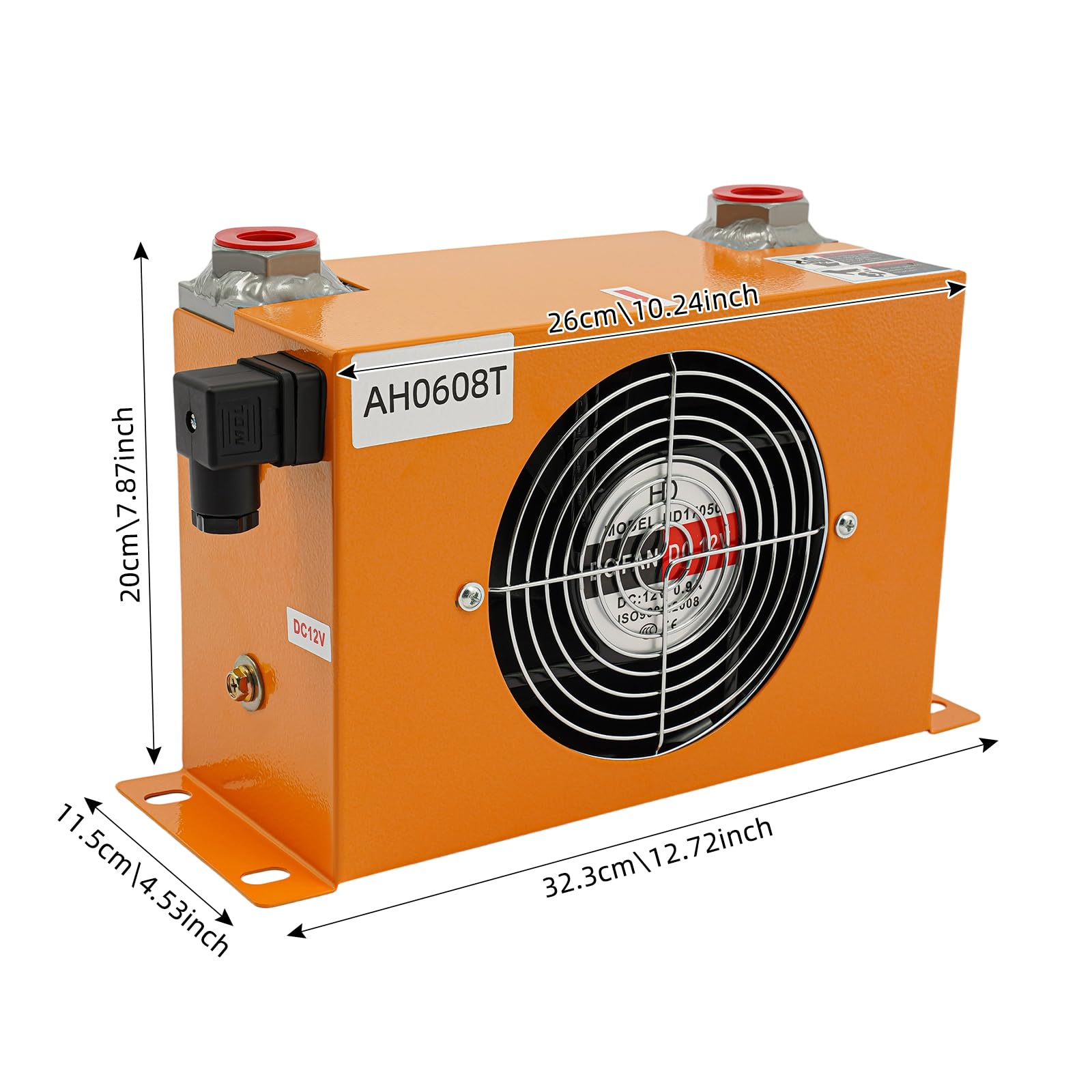 Hydrauliczna chłodnica powietrza AH0608T – 60 LPM 12 V DC chłodzenie powietrzem, chłodnica oleju, chłodzona powietrzem