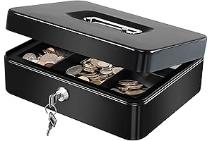 KYODOLED Large Solid Money Box with Cash Tray and Lock