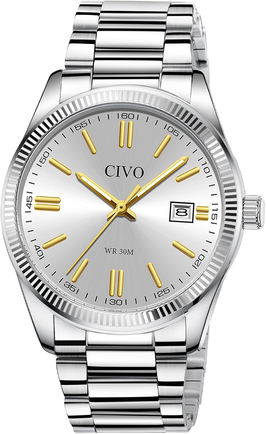 CIVO Analog Mens Watches Silver: Wrist Watches with Date