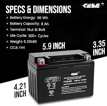 YTX9-BS - 12V 8AH 135 CCA - بطارية SLA Power Sport الرصاص_acid_battery - بطارية كاسيل