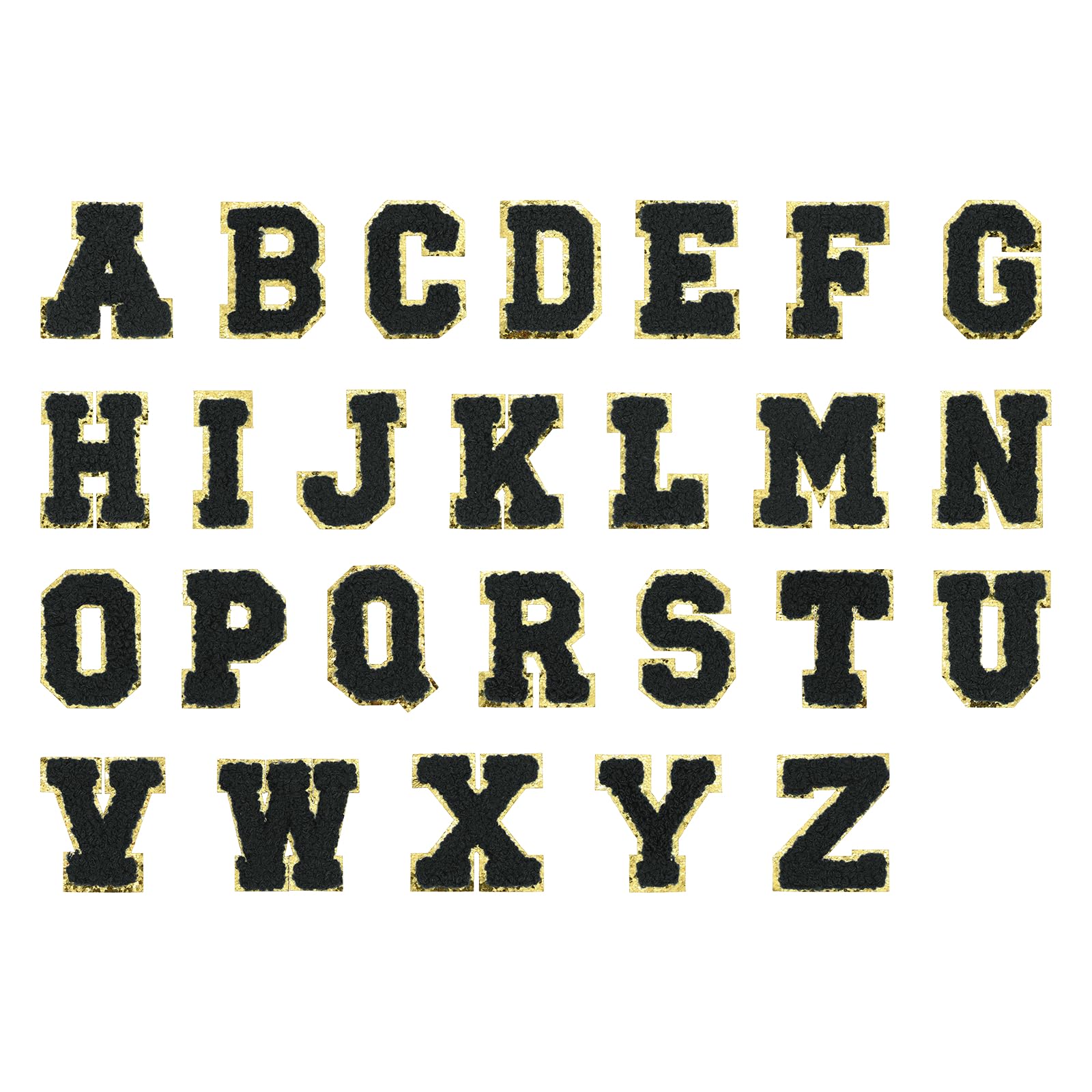 Patch lettres A-Z pour réparer et personnaliser un vêtement noir