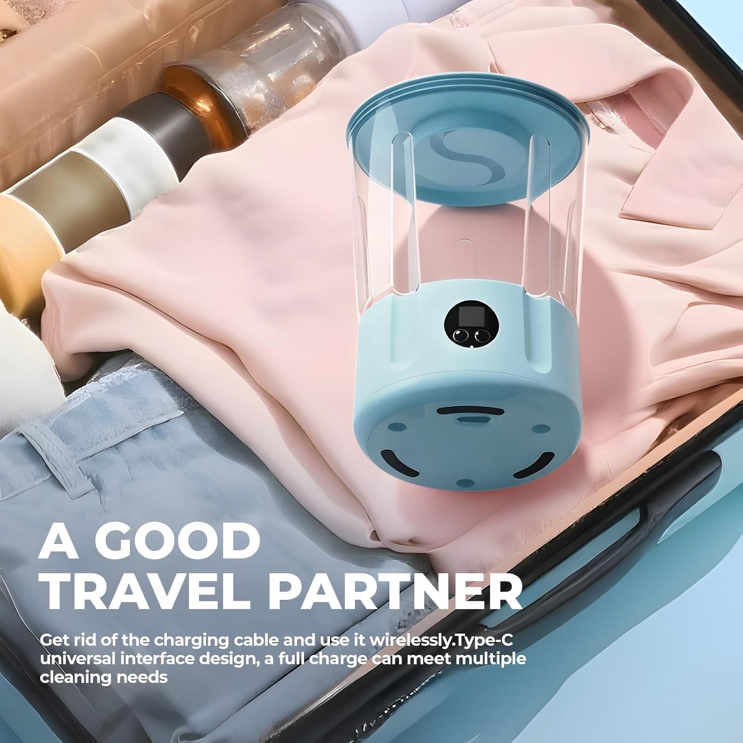 Trez Treamer Portable Washing Machine,2L Mini Laundry Machine,Small Underwear Washer(Blue)