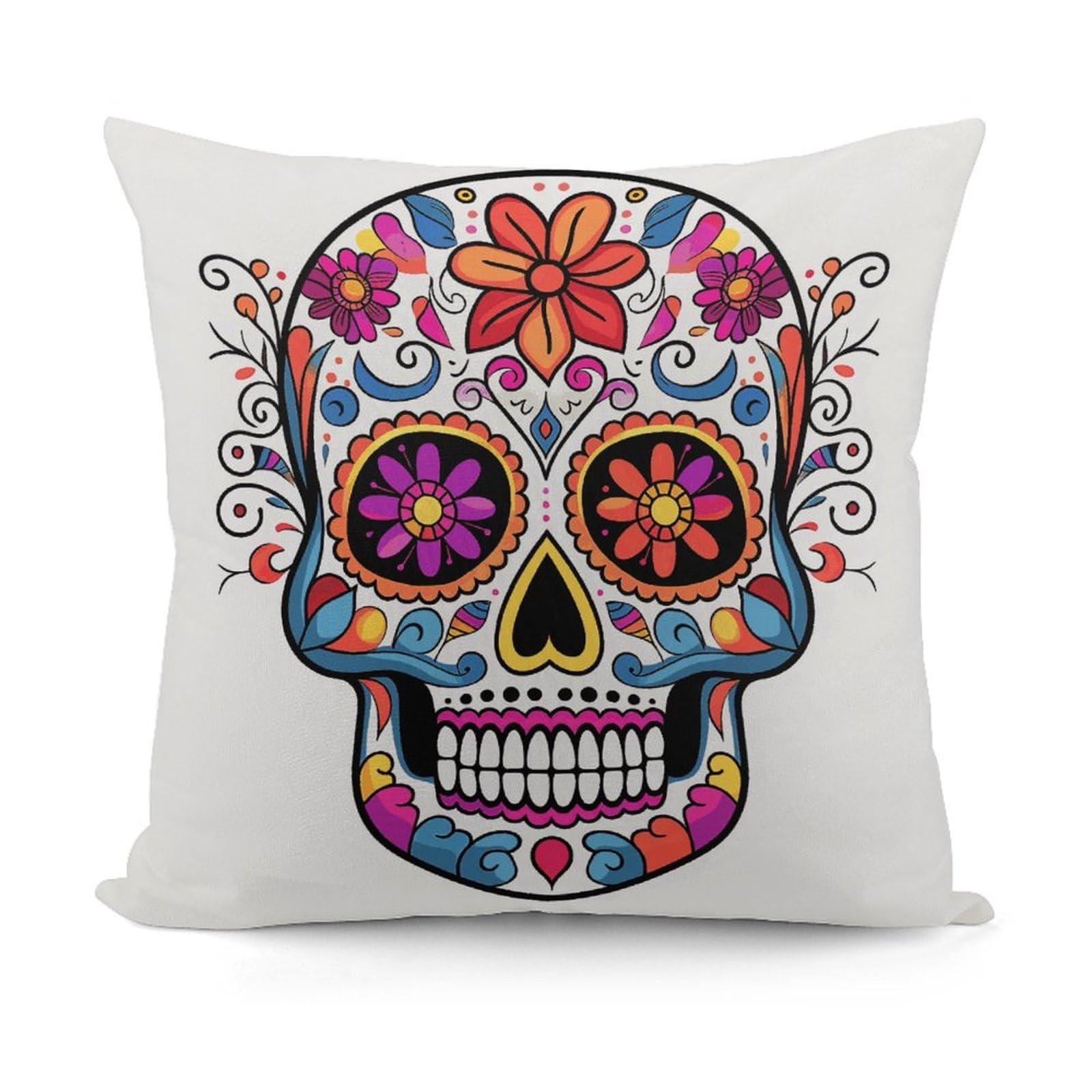 Adfgyerh Style Sugar Skull Decorative Pillow Covers, Throw Pillow Covers Soft For All Seasons, Pillowcases For Couch Living Room Sofa Bedroom 18X18 Inch