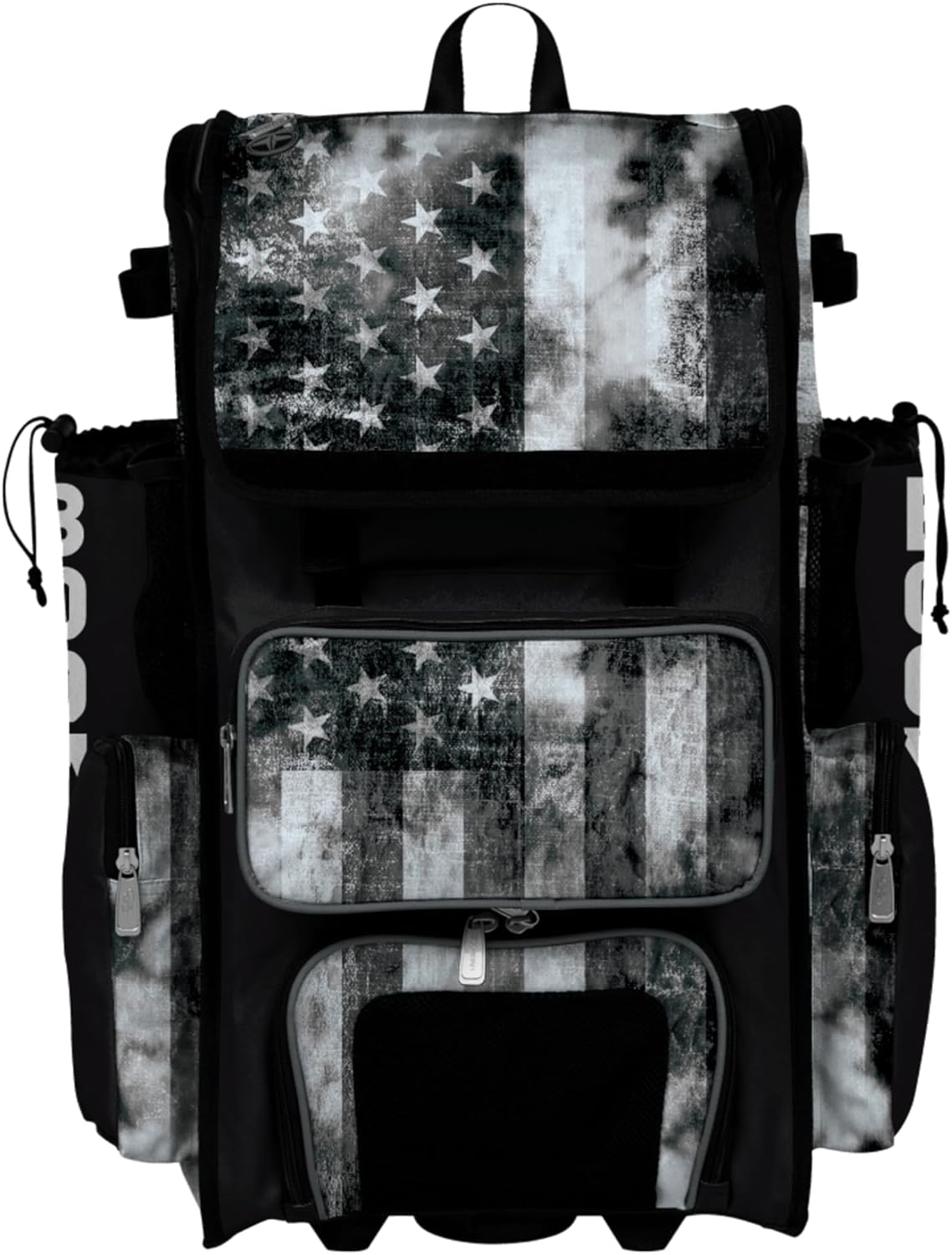 Boombah Superpack Hybrid Rolling Bat Bag - Wheeled & Backpack Version - USA Old Glory Black Ops