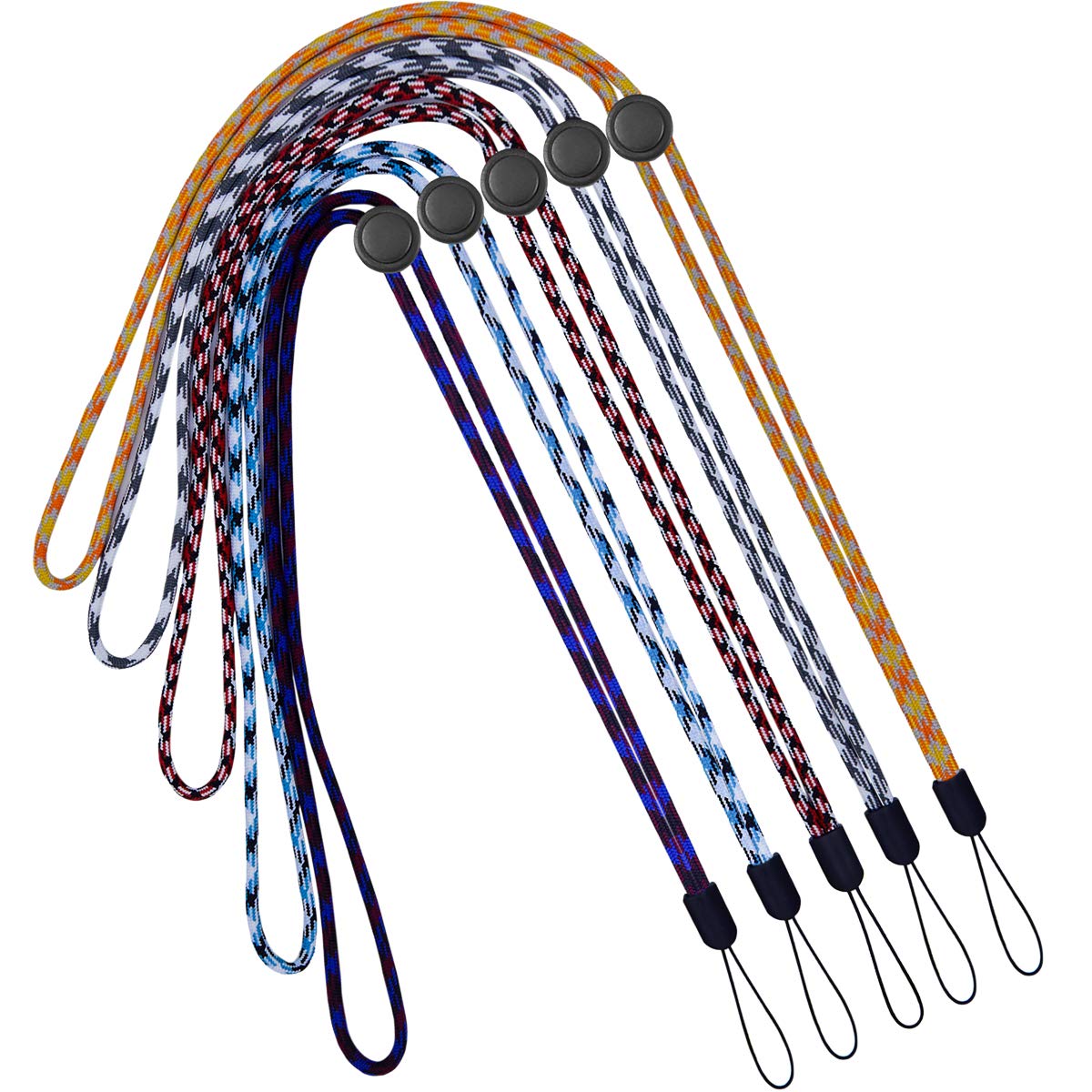 YOUOWO 5 Pack 5 Colours Adjustable Lanyards Neck Strap Lanyard For Keys Pen Phone ID Badges Holder