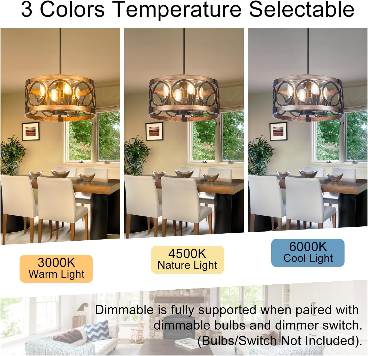 4-Light Semi Flush Mount Ceiling Light Fixture,17.71" Black Light Fixtures Ceiling Mount Kitchen Lighting Fixture Rustic Drum Chandelier Ceiling Haning Pendant Light Fixture