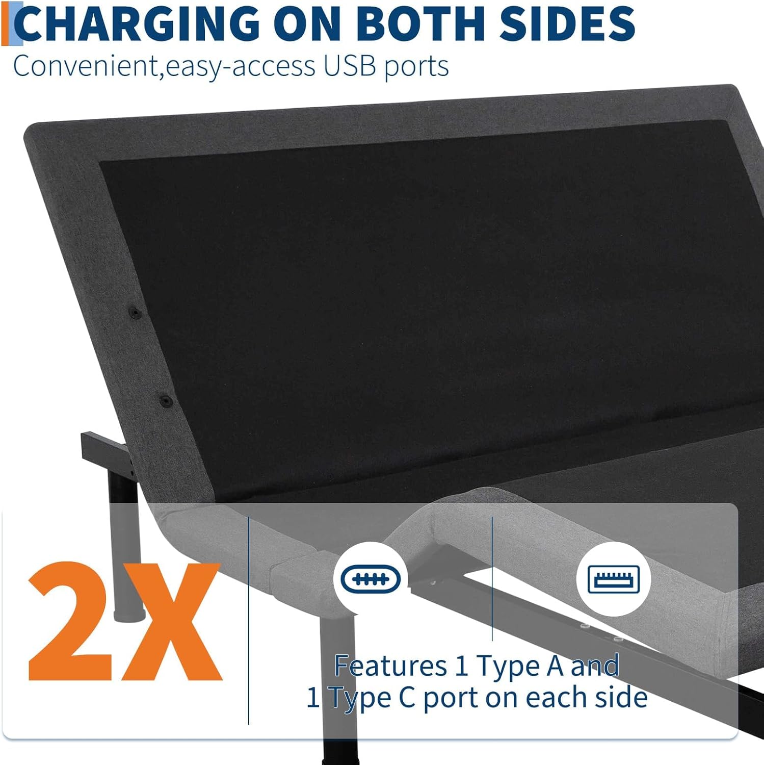 Garvee Adjustable Queen Bed Frame with Massage, Electric Bed Base with Head & Foot Incline, LED Under-Bed Night Light, 4 Height-Adjustable Legs, Wireless Remote, Zero/Anti-Snore/Memory Presets