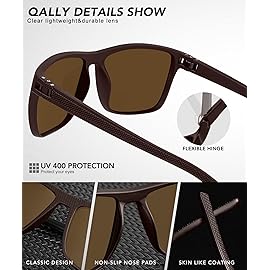 QALLY Polarized Sunglasses Men, Mens Sunglasses Polarized UV protection Lightweight Sun Glasses for Driving Fishing Golf