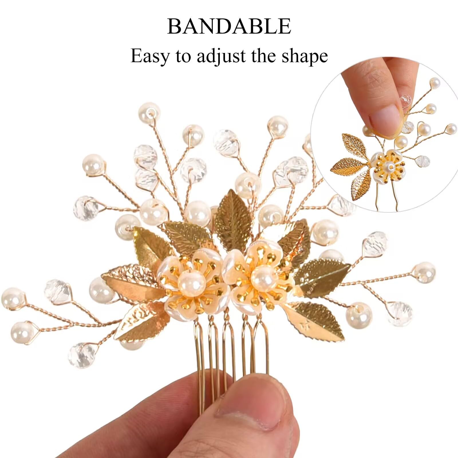 Becellen 3 Pièces Accessoire Cheveux Mariage - Perles, Fleurs Et Cristaux Pour Coiffure Élégante