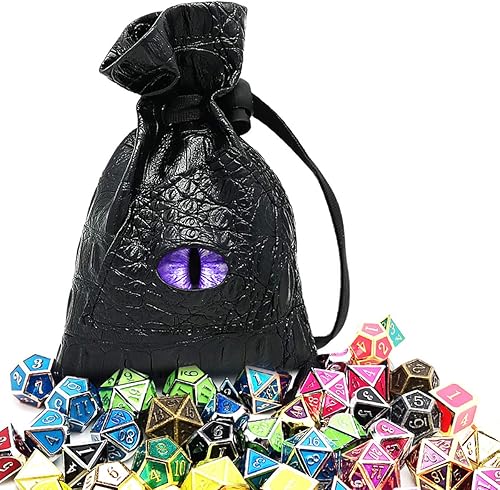 Miniatura 6 de Haxtec - Bolsa de almacenamiento para dados de piel sintética con cordón y diseño de ojo de dragón, para dados de D&D, monedas y accesorios, Ojo