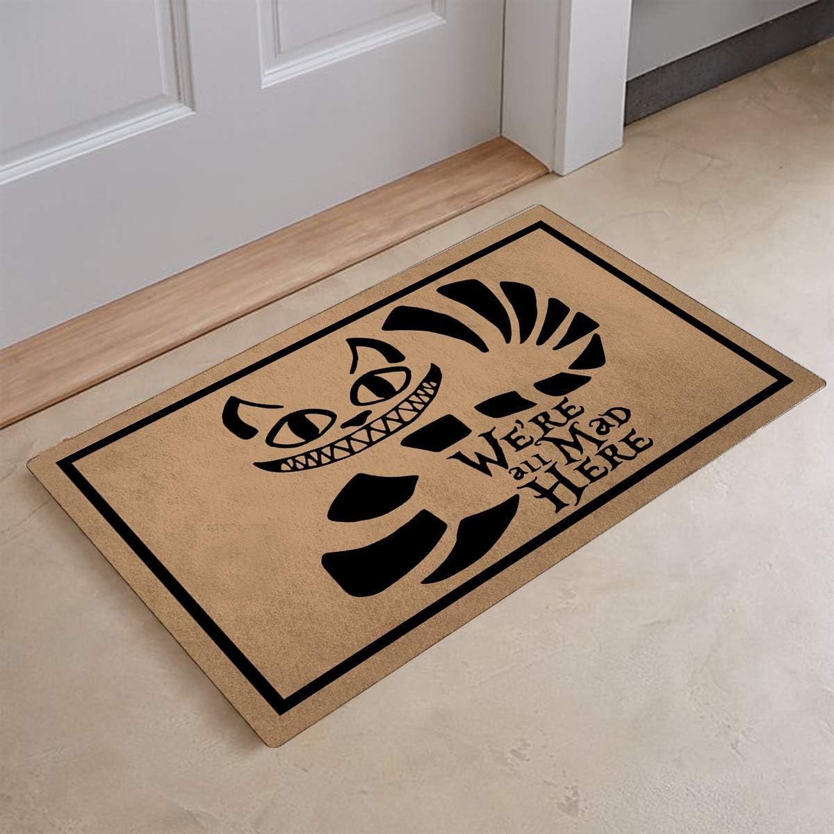 Funny Home Decor Personalized Door Mats(23.6 X 15.7 in) with Anti-Slip Rubber Back Doormat Gift Door Mat for The Entrance Way (We're All Mad Here)