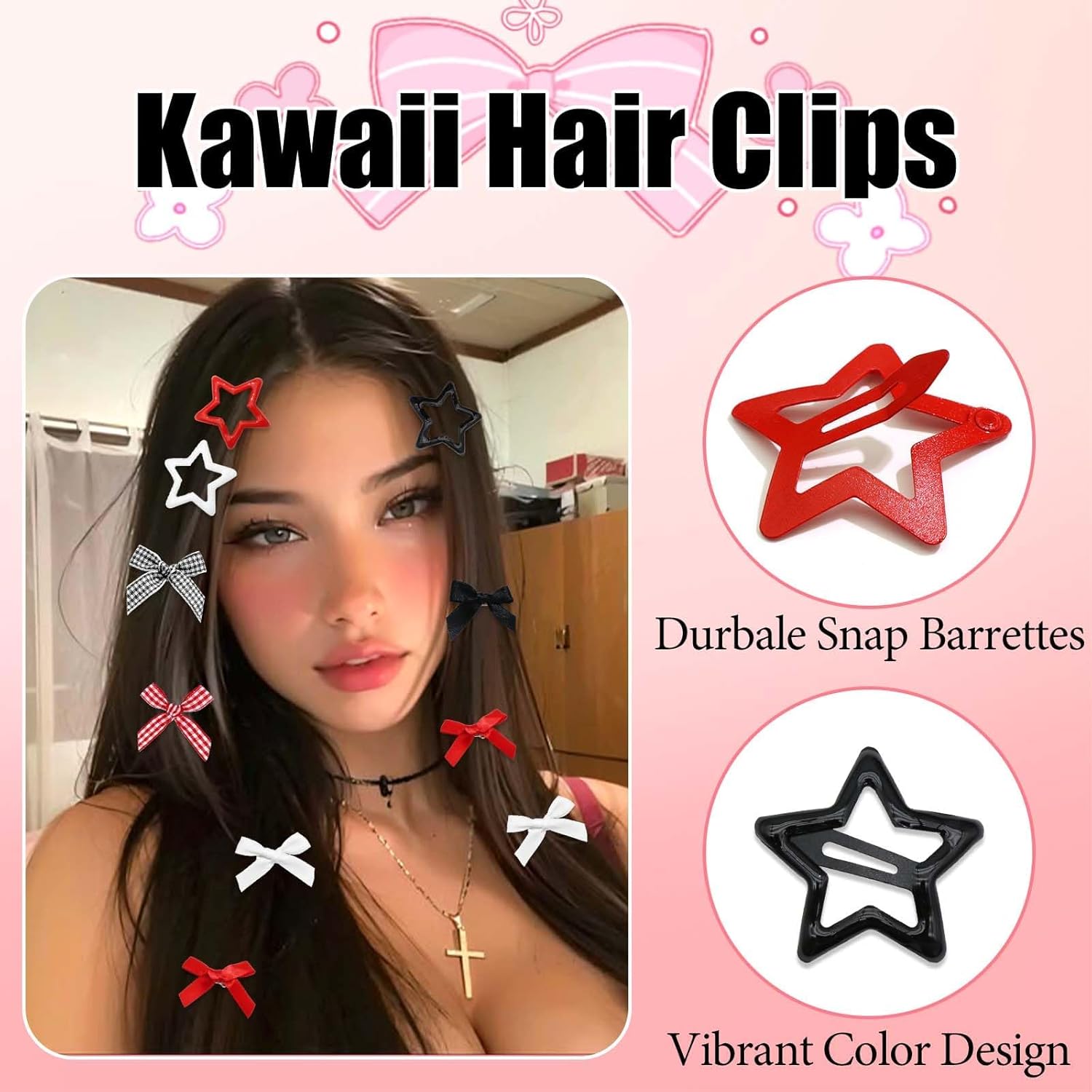 36 Pcs Valentines Hair Clips Cute Mini Bow Hair Ribbon Alligator Clip Star Barrettes Kawaii Small Bowknot Clips Plaid Hair Bows For Women Girls Y2k Style Valentine' Day Accessories - Image 5
