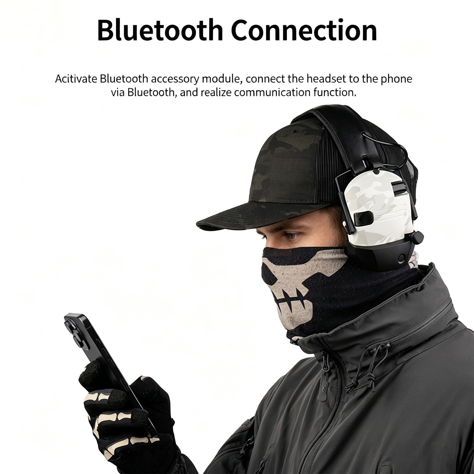 Generisch Elektronischer Gehörschutz für Schießen mit kabellosem Bluetooth-Adapter, Taktisches Headset mit Geräuschreduzierung für den Einsatz auf dem Schießstand(Pink)