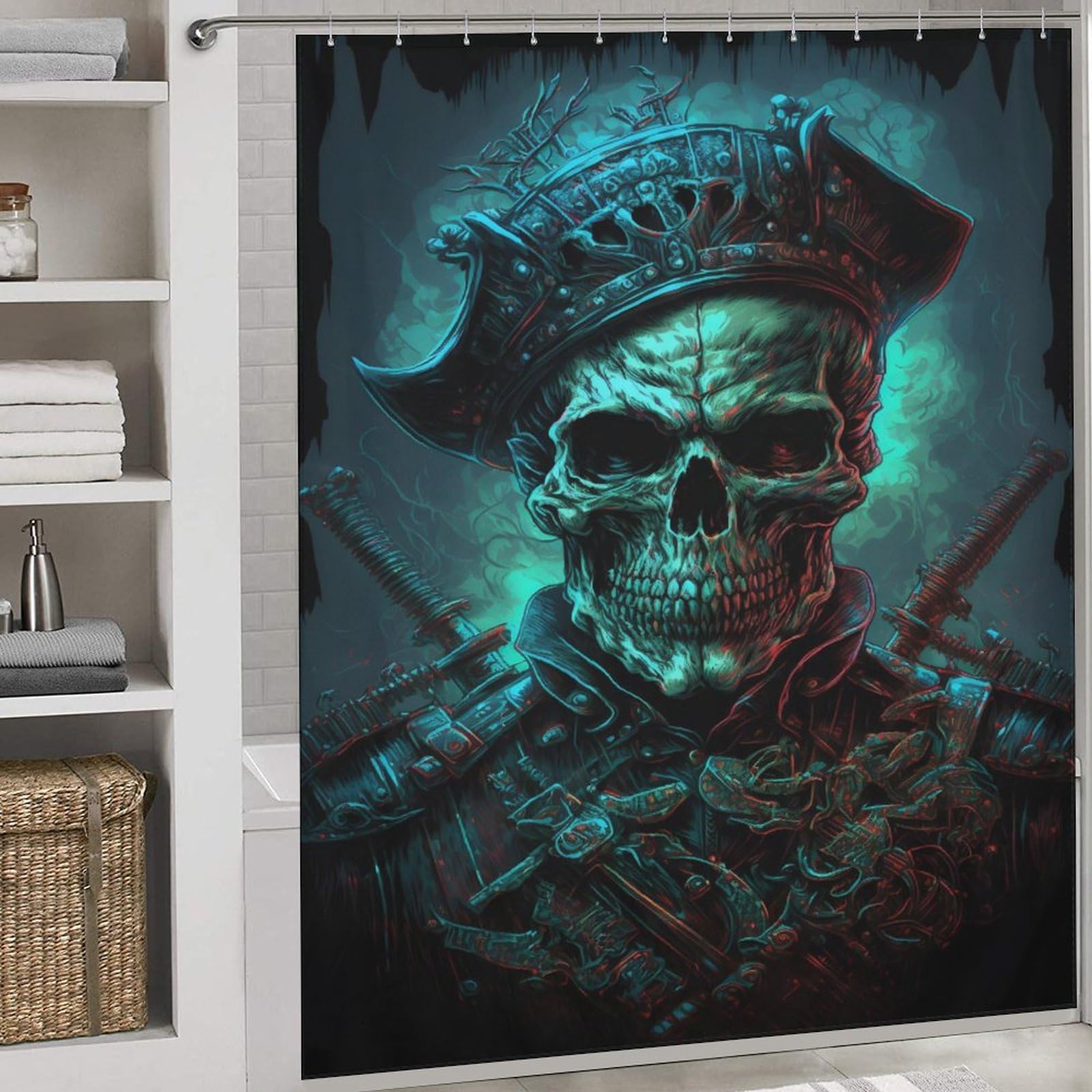 Rideau de douche pirate en tissu imperméable pour transformer la salle de bain des enfants
