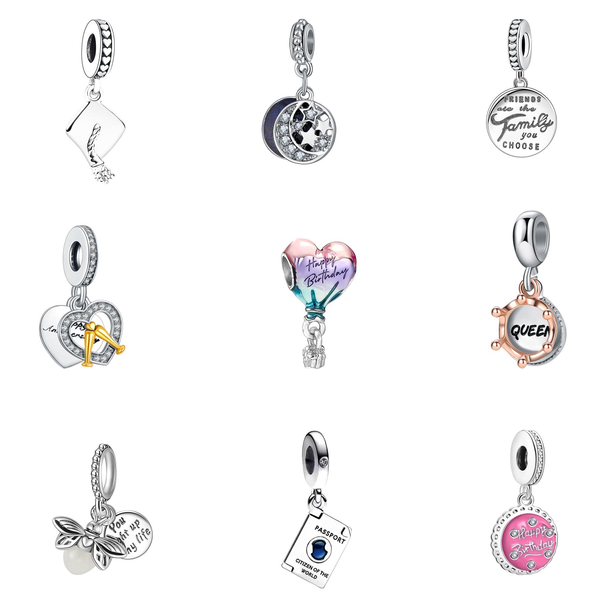 9PCS European Charms Beads Pendant For Bracelet, Charms DIY Bracelets Necklace Jewellery Gift-image-35