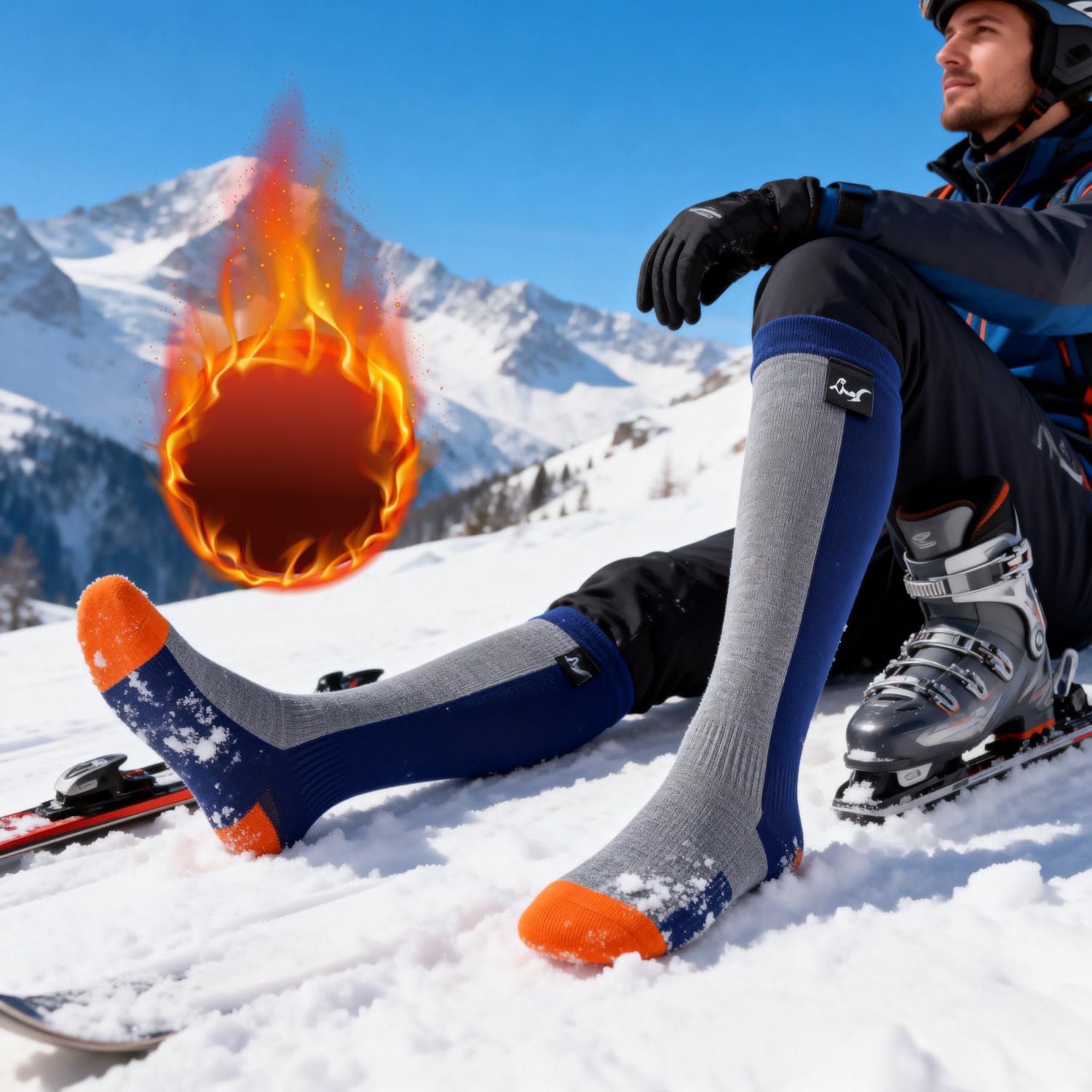 OTTERSHELL Chaussettes longueur genou étanches en laine mérino. Chaud et respirant. Tissu composite à 3 couches, anti-humidité pour la randonnée, la randonnée, le ski