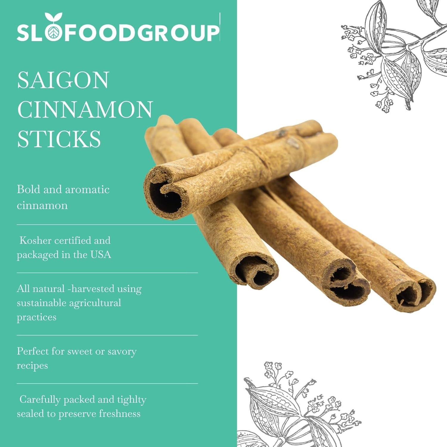 Slofoodgroup Saigon Cinnamon Sticks, Cinnamon Quills from Vietnam for Cooking and Baking (16 ounce) (Pack of 2)