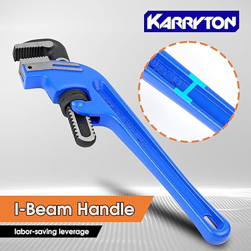 Miniatura 5 de KARRYTON Llave de tubo de extremo de 14 pulgadas, apertura de mandíbula ajustable de 2.75 pulgadas2.756 in, llave de plomería con mango de