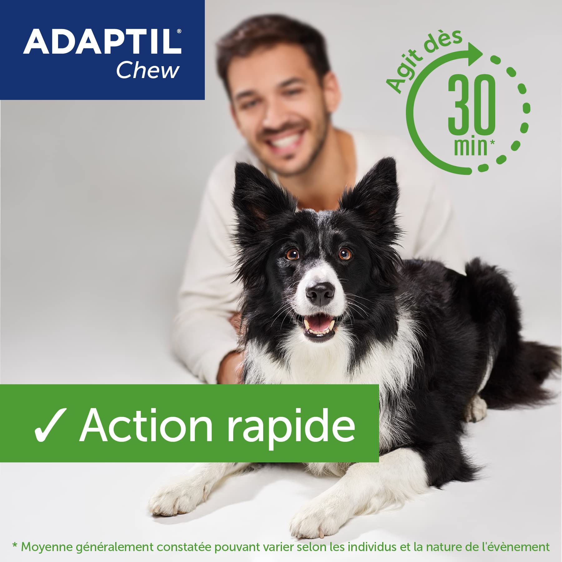 ADAPTIL Chew - Bouchées Anti-Stress pour Chiens – Action Rapide dès 30 Minutes - Ingrédients naturels – 30 bouchées délicieuses – sans Somnolence