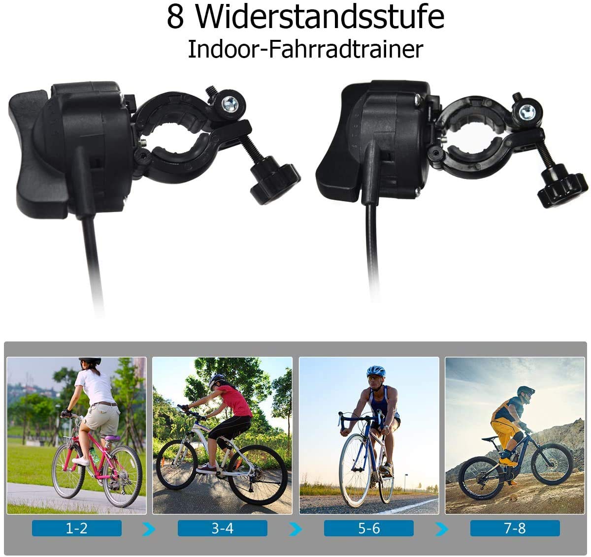 Rodillo de entrenamiento para bicicletas, rodillo de entrenamiento para bicicletas de 26-28 pulgadas, bicicleta estática plegable, cargable hasta 150 kg, fabricado en acero, incl. Soporte Rueda D