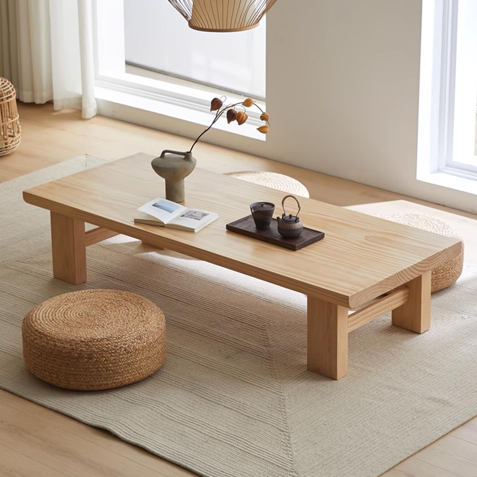 Amazon.com: BELELUCKY Japanese Floor Table, Solid Wood Japanese