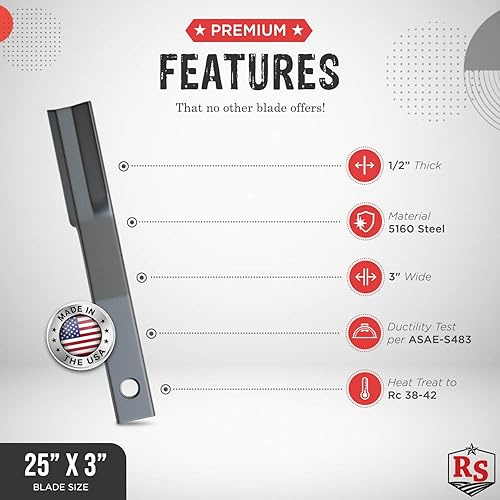 Miniatura 3 de Land Pride - Cuchillas de repuesto para cortacésped 820-198C y cuchillas de repuesto giratorias compatibles para cortacéspedes de cepillo (juego de