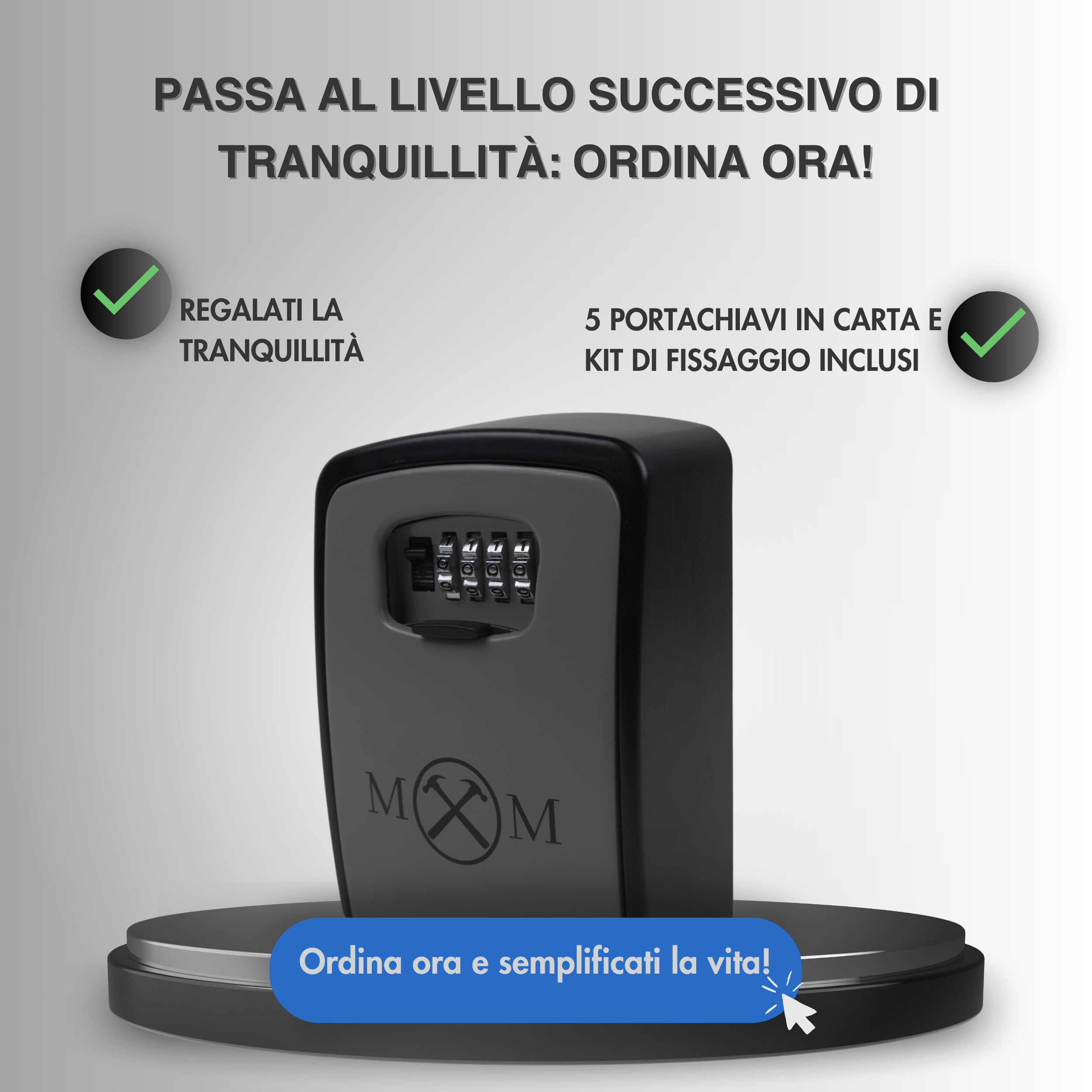 Cassetta portachiavi di sicurezza da parete con codice, per interni ed esterni, con serratura di sicurezza a 4 cifre, per casa, garage, Airbnb, grande capacità di stoccaggio XL