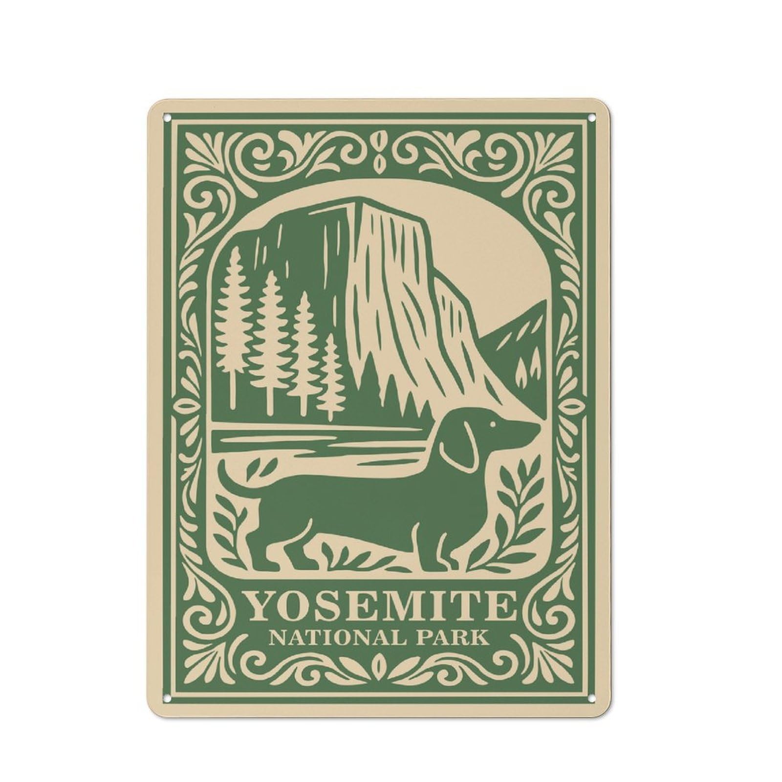 Junmoney Style-8 Vintage Tin Sign 40X30cm With Yosemite National Park Dachshund Vintage For Hallway Wall, For Home Interiors, Feature Walls And Decorative Displays