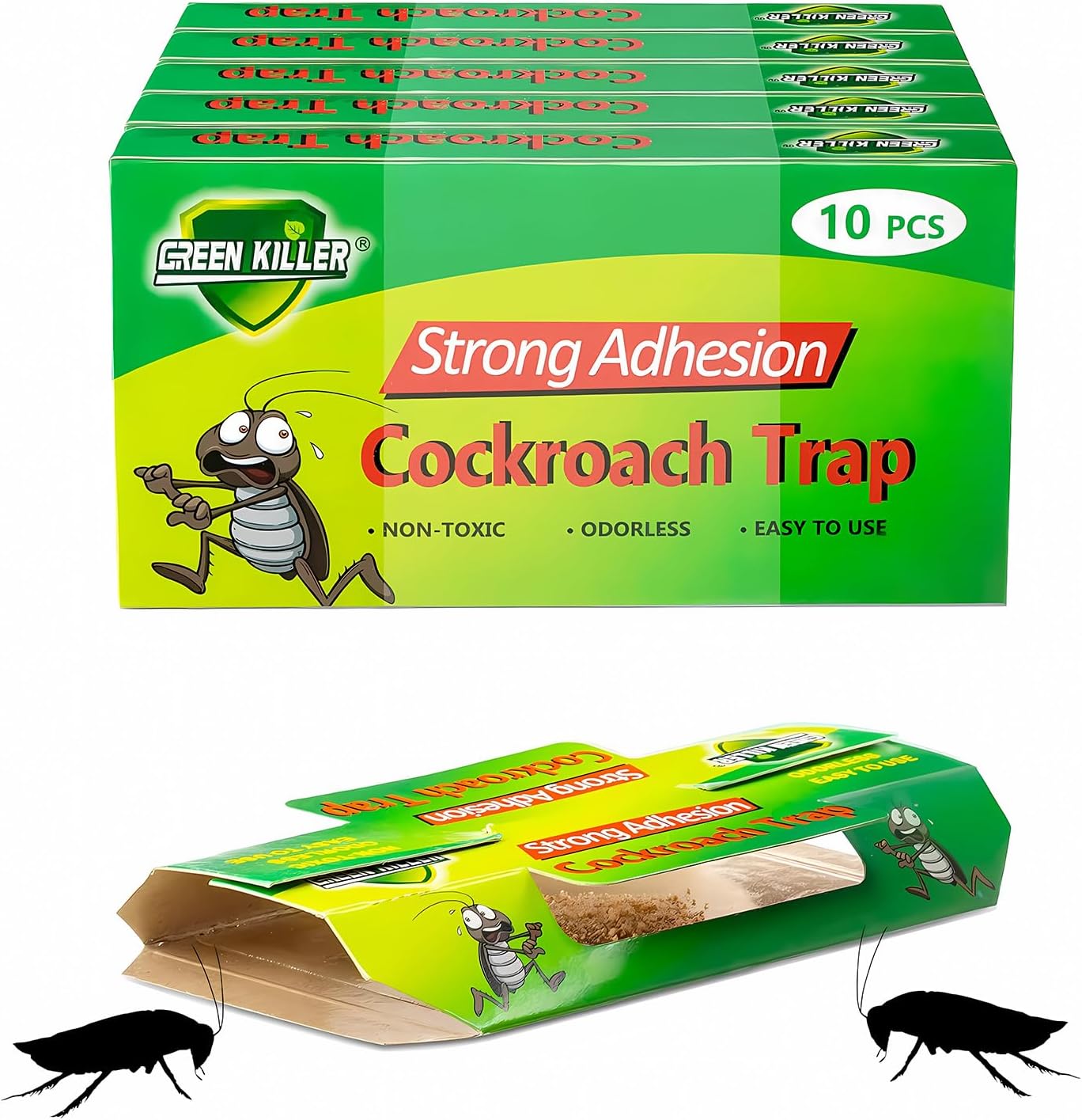 Holaluk 50 Pack Cockroach Traps, Glue Roach Traps for Indoor Home Easy to Use NonToxic, Bug